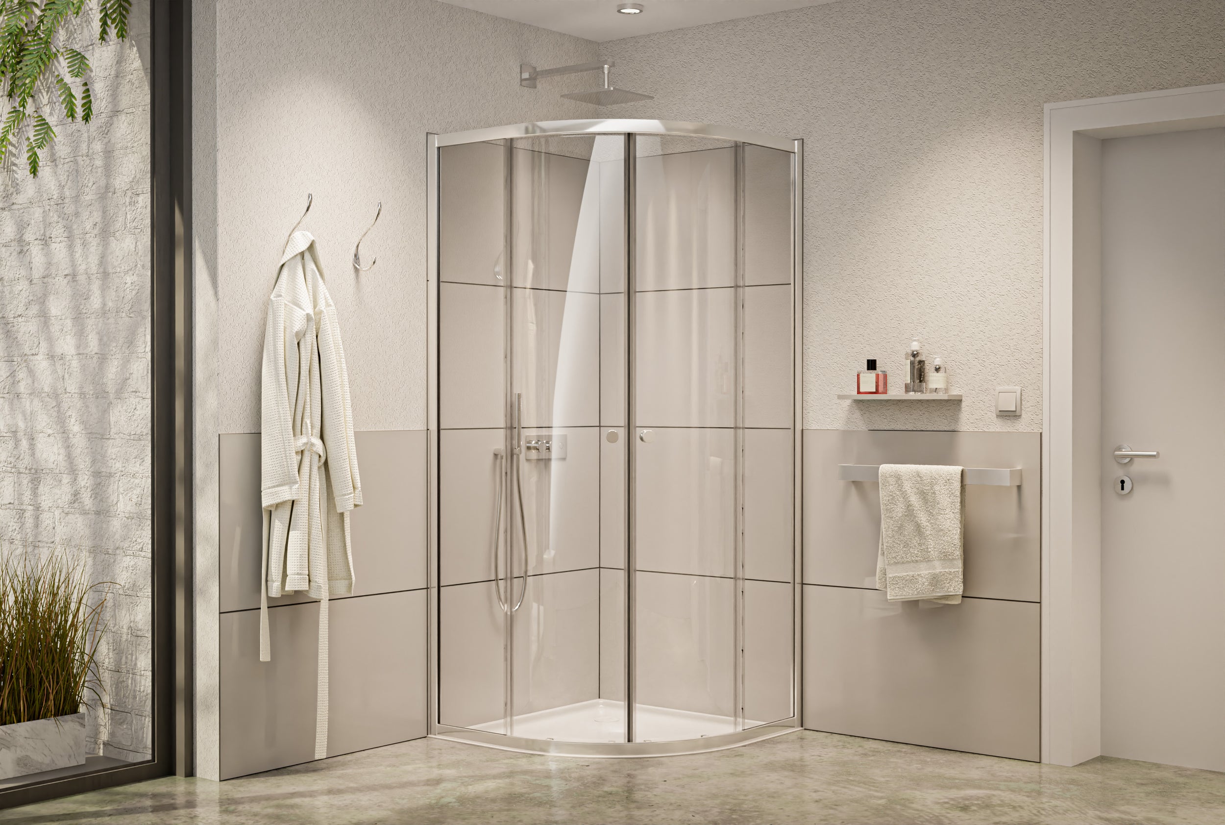 Paroi de douche ronde NT509 avec portes coulissantes