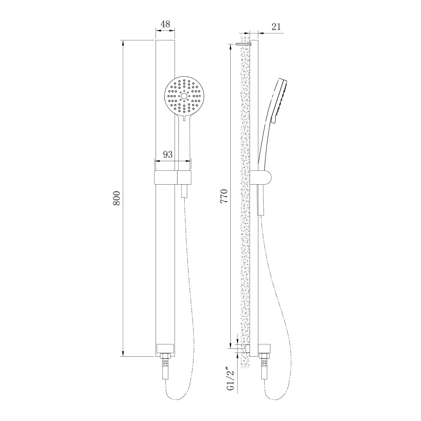 Ensemble de douche barre de douche NT127B avec raccord mural intégré