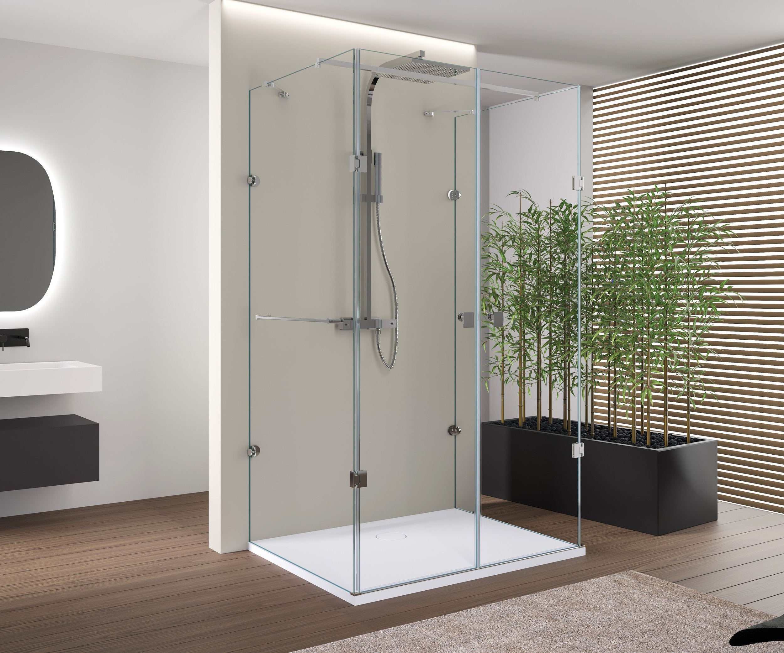 Paroi de douche en forme de U EX412 avec portes pivotantes