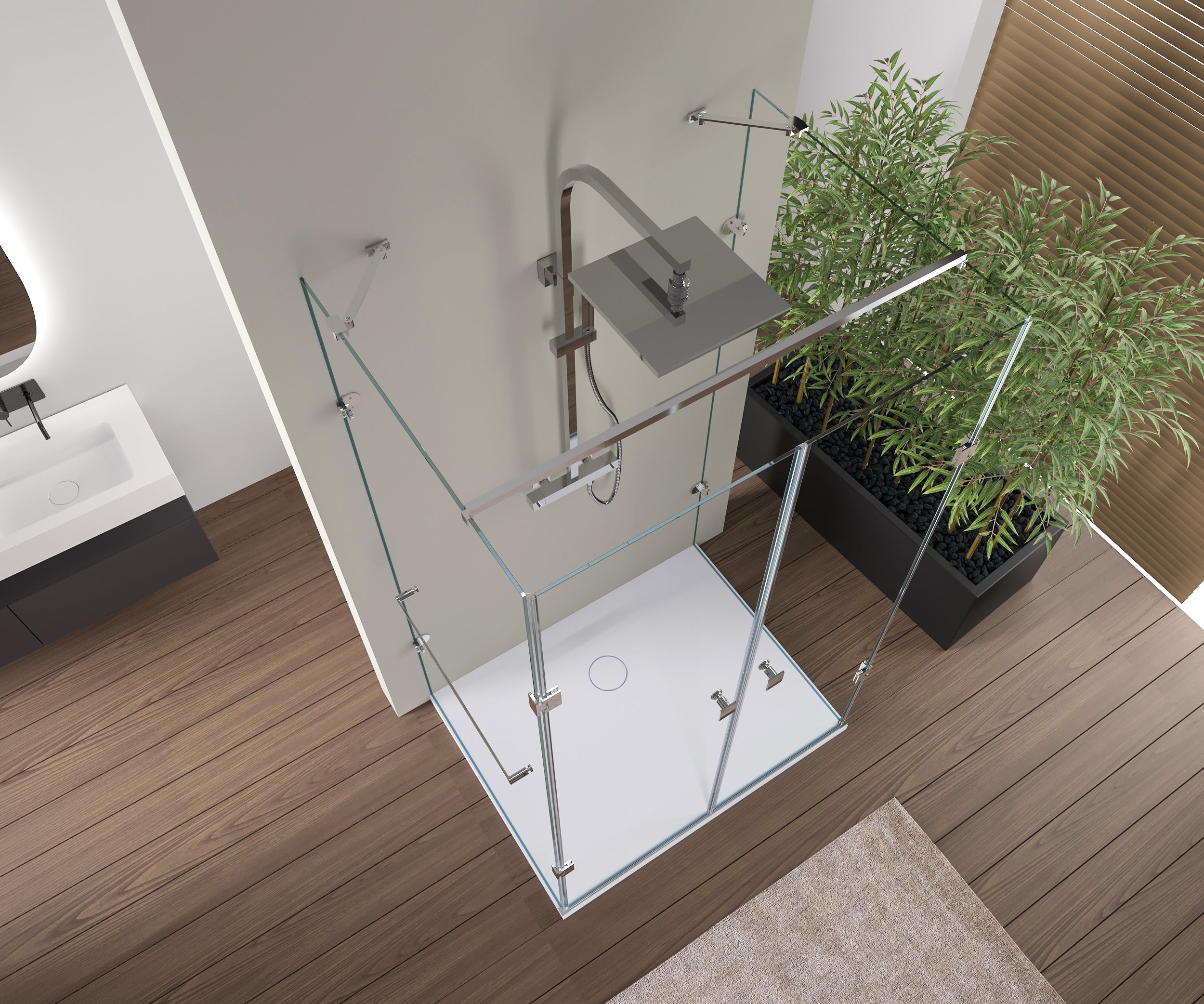 Paroi de douche en forme de U EX412 avec portes pivotantes