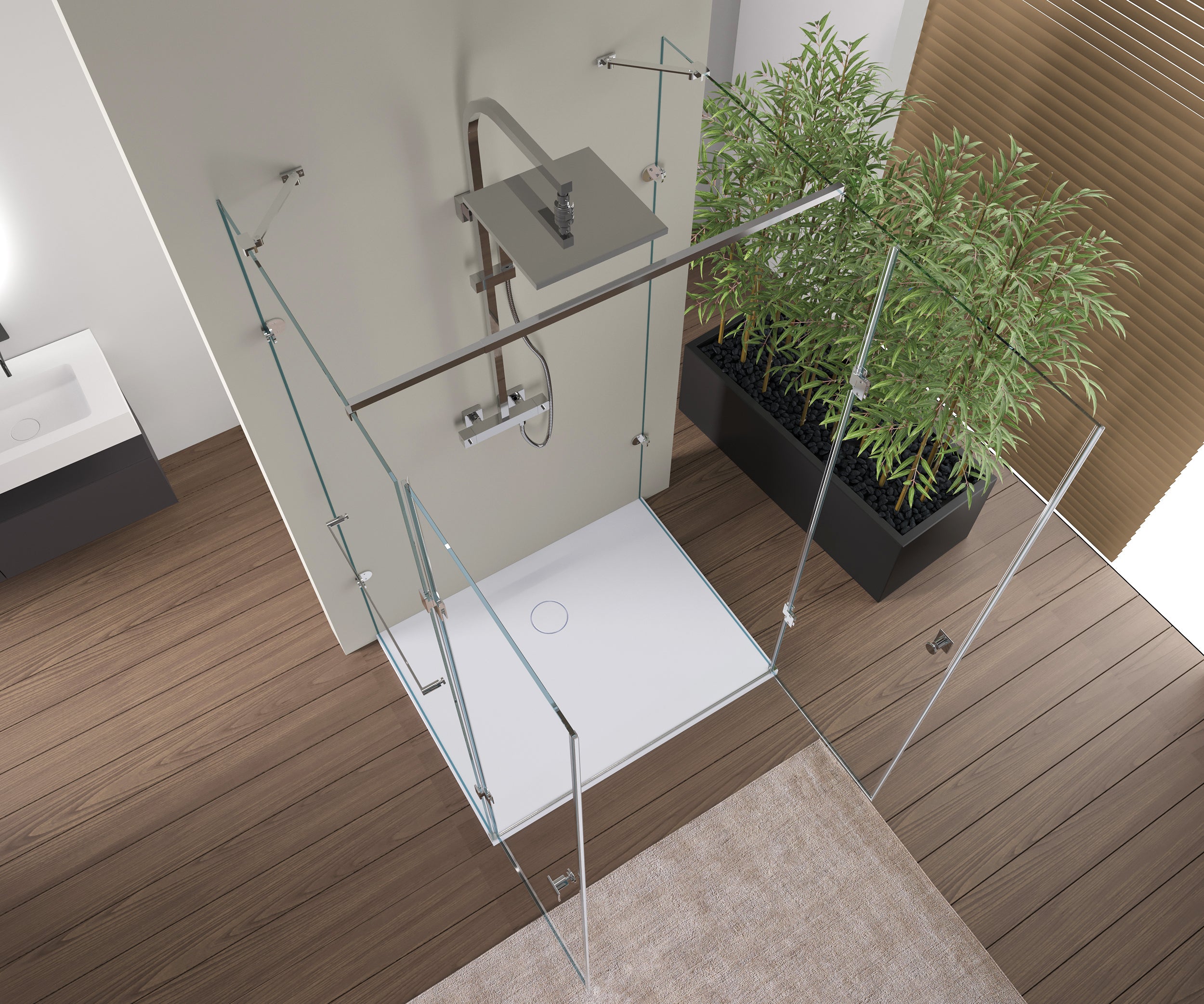 Paroi de douche en forme de U EX412 avec portes pivotantes