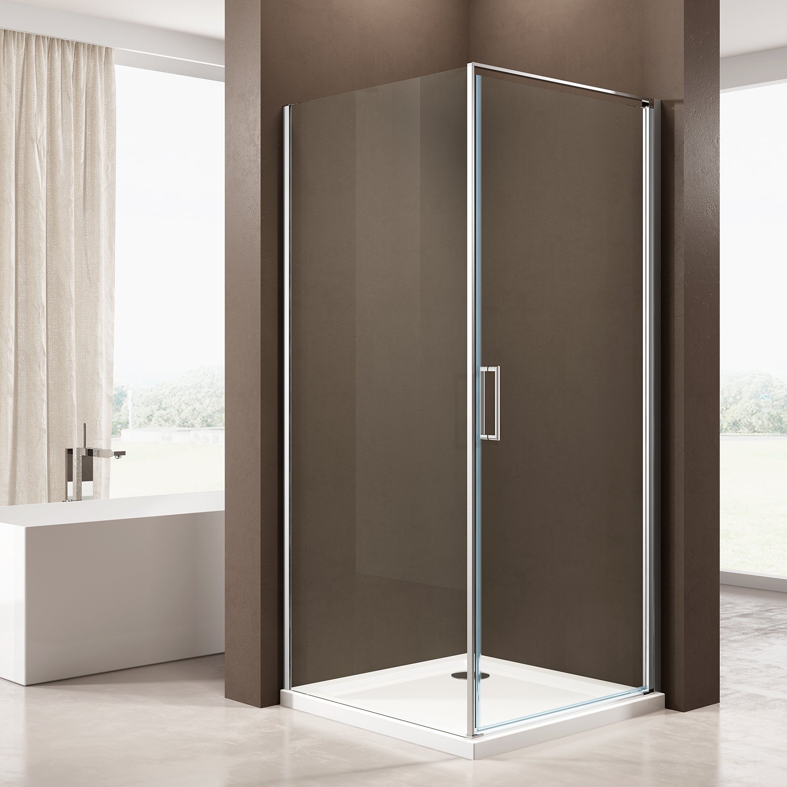 Paroi de douche d'angle, en verre véritable NANO de 6mm EX416S - 100 x 100 x 195 cm