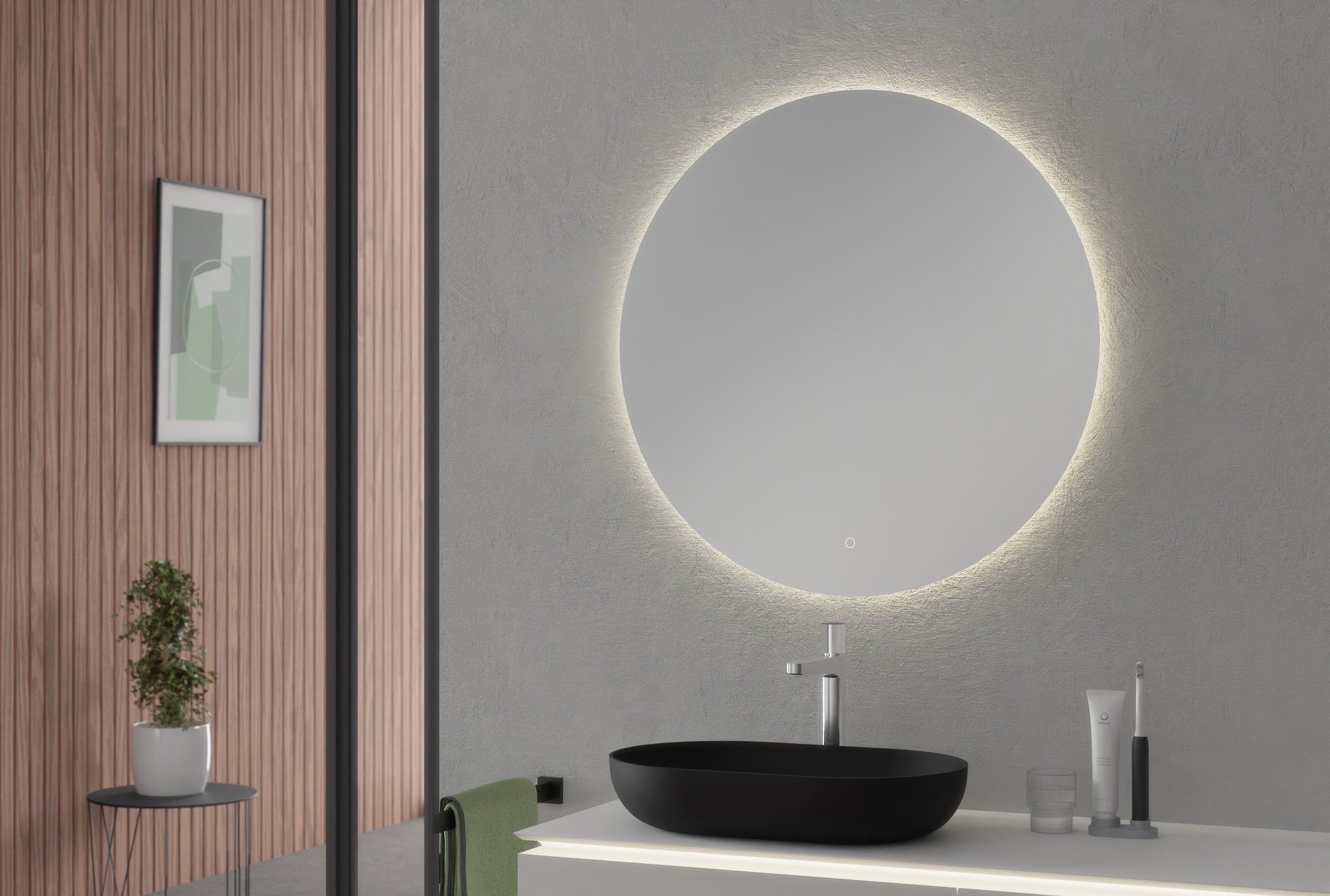 Miroir éclairé par LED 2712-2.0 - fonction anti-buée et réglage lumière - Rond Ø 80 cm