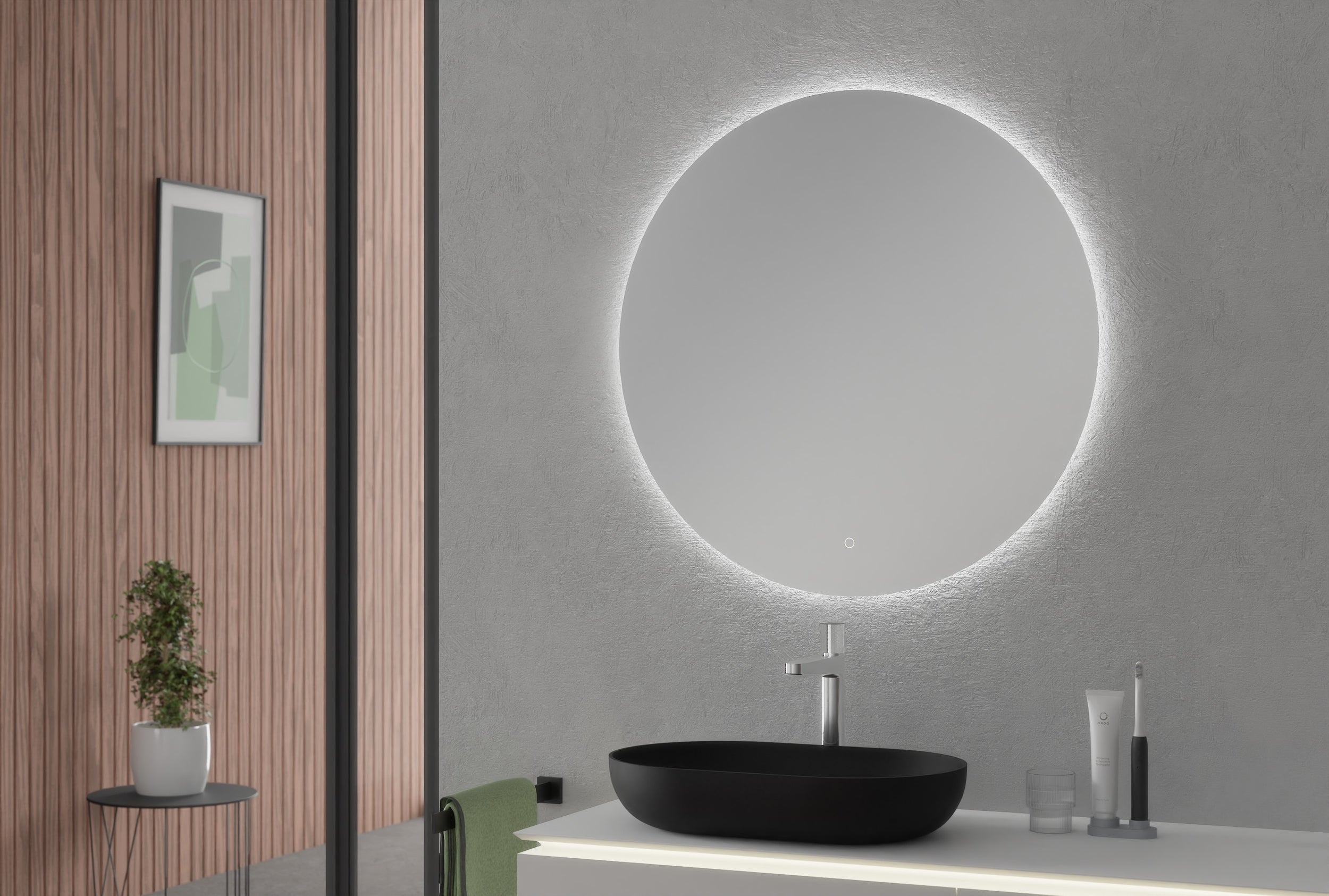 Miroir éclairé par LED 2712-2.0 - fonction anti-buée et réglage lumière - Rond Ø 80 cm