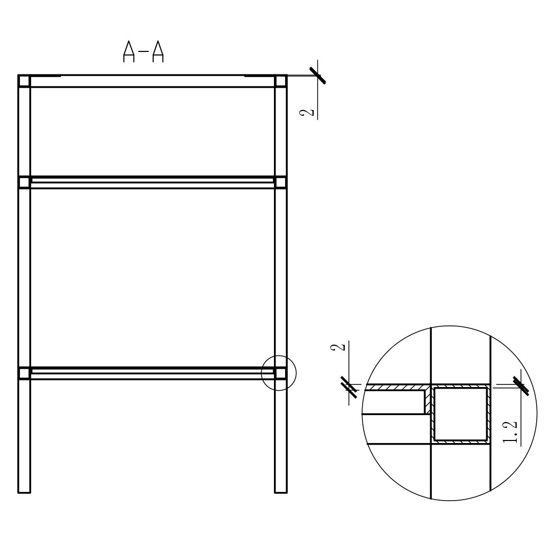 Support métallique pour vasque 150S à poser - noir mat - support adapté à la vasque Bernstein TWG16