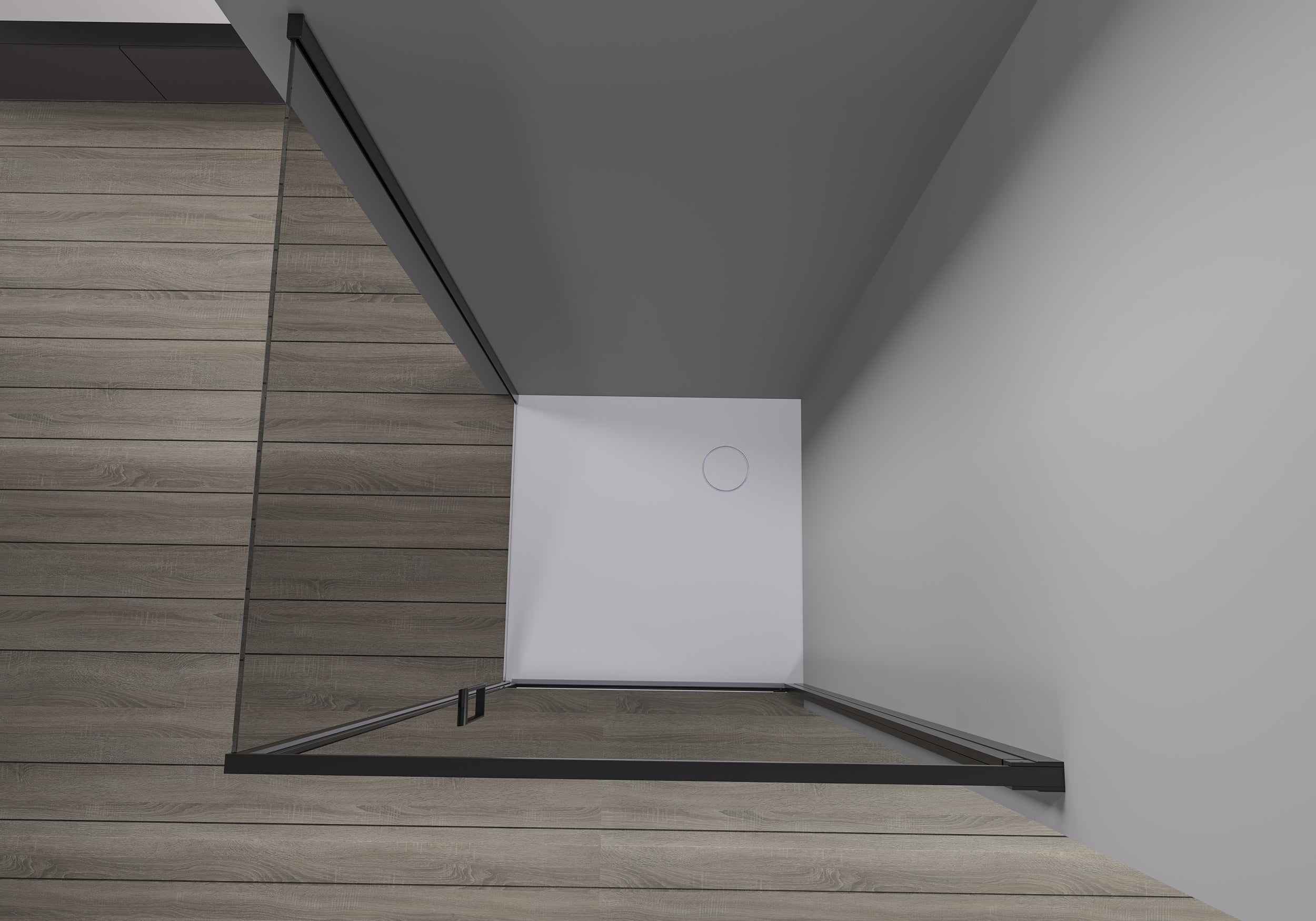 Paroi de douche d'angle avec porte pivotante NT416 - noir mat