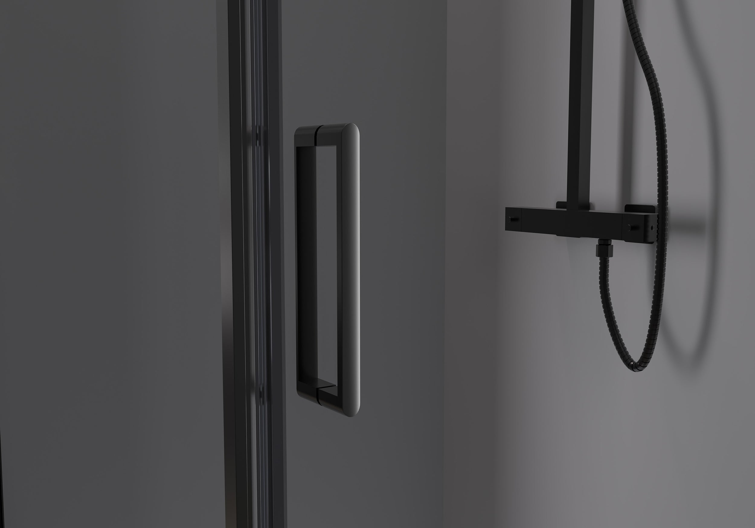 Paroi de douche d'angle avec porte pivotante NT416 - noir mat