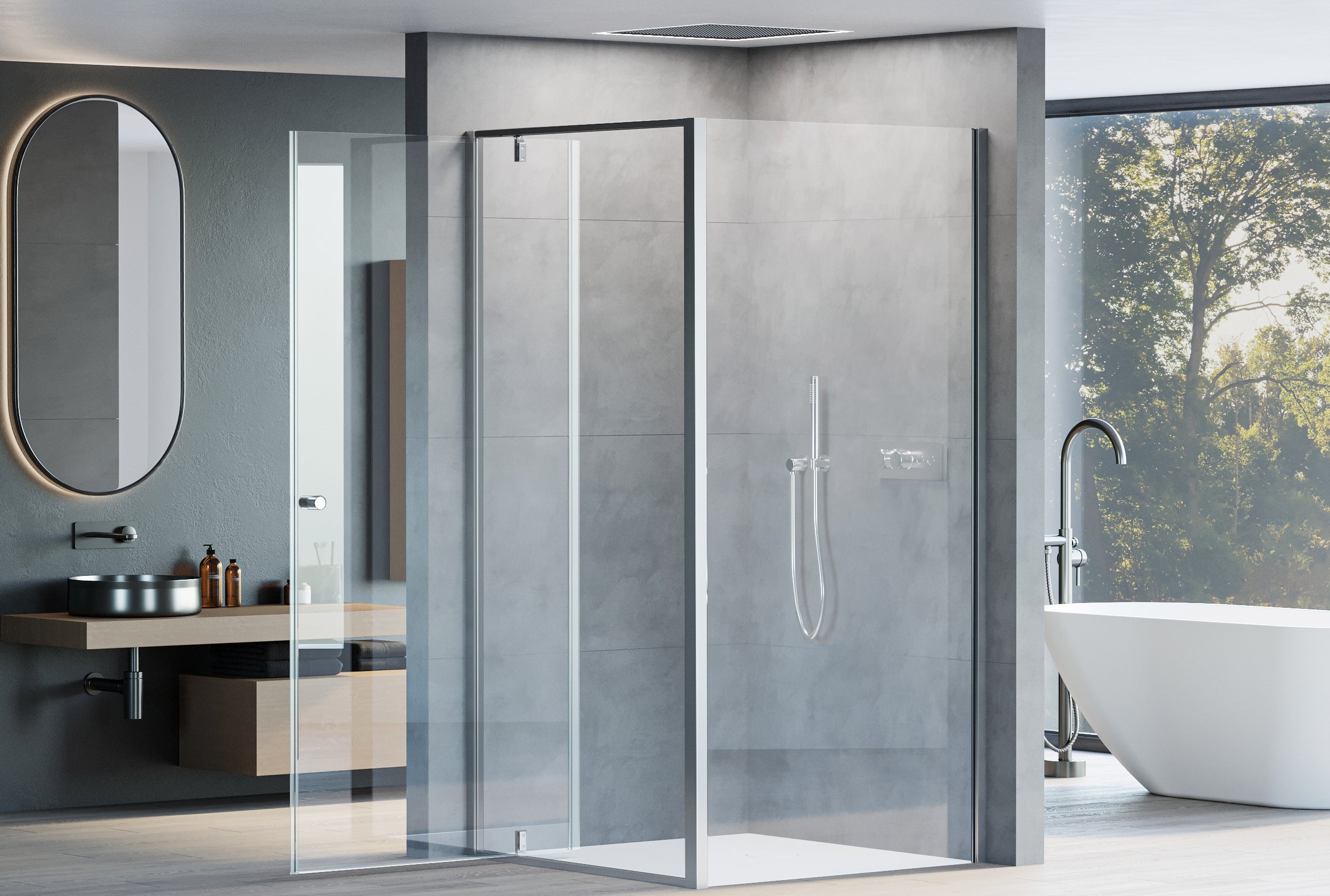 Cabine de douche d'angle avec porte pivotante NT604 - FLEX