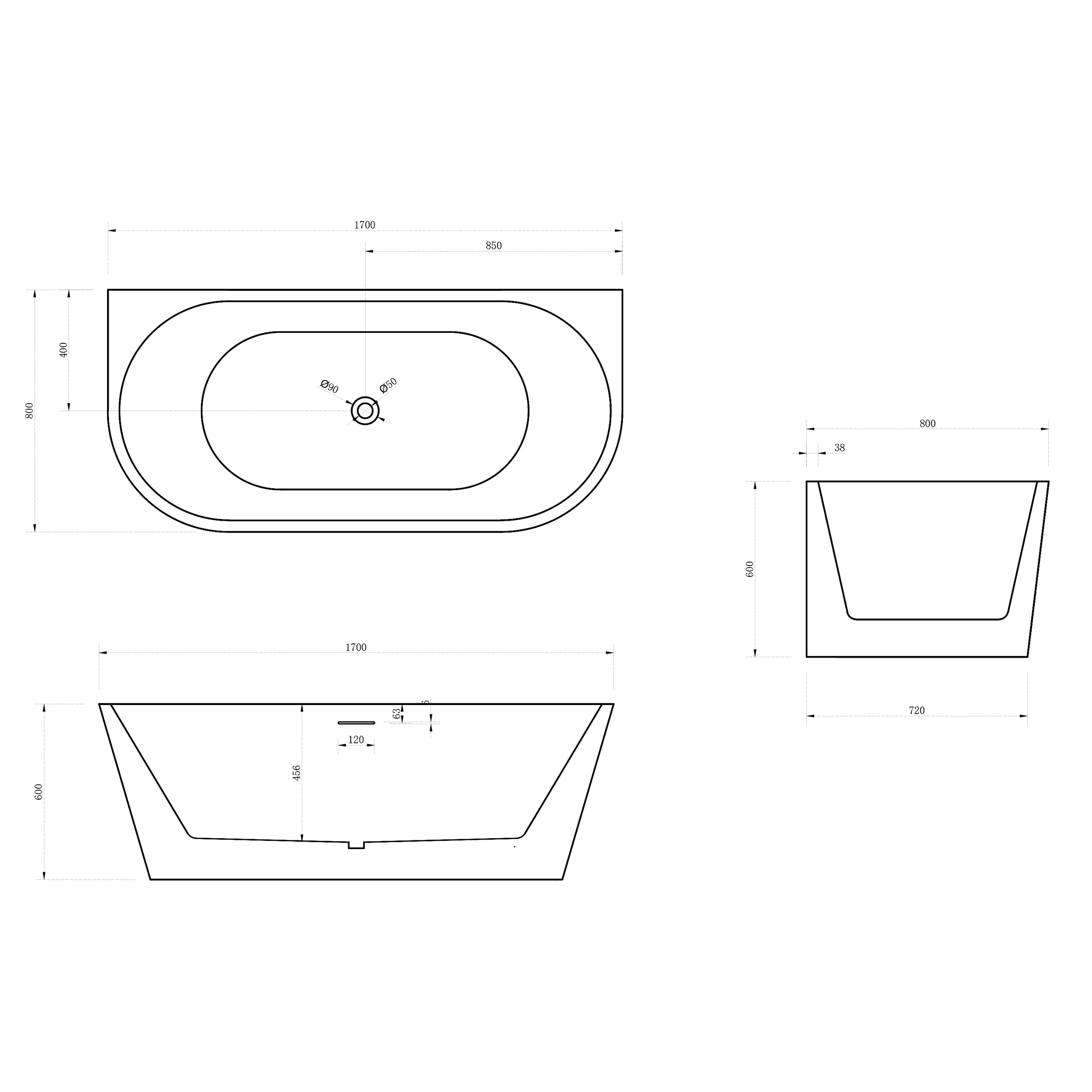 Baignoire d'angle semi-îlot NOVA 