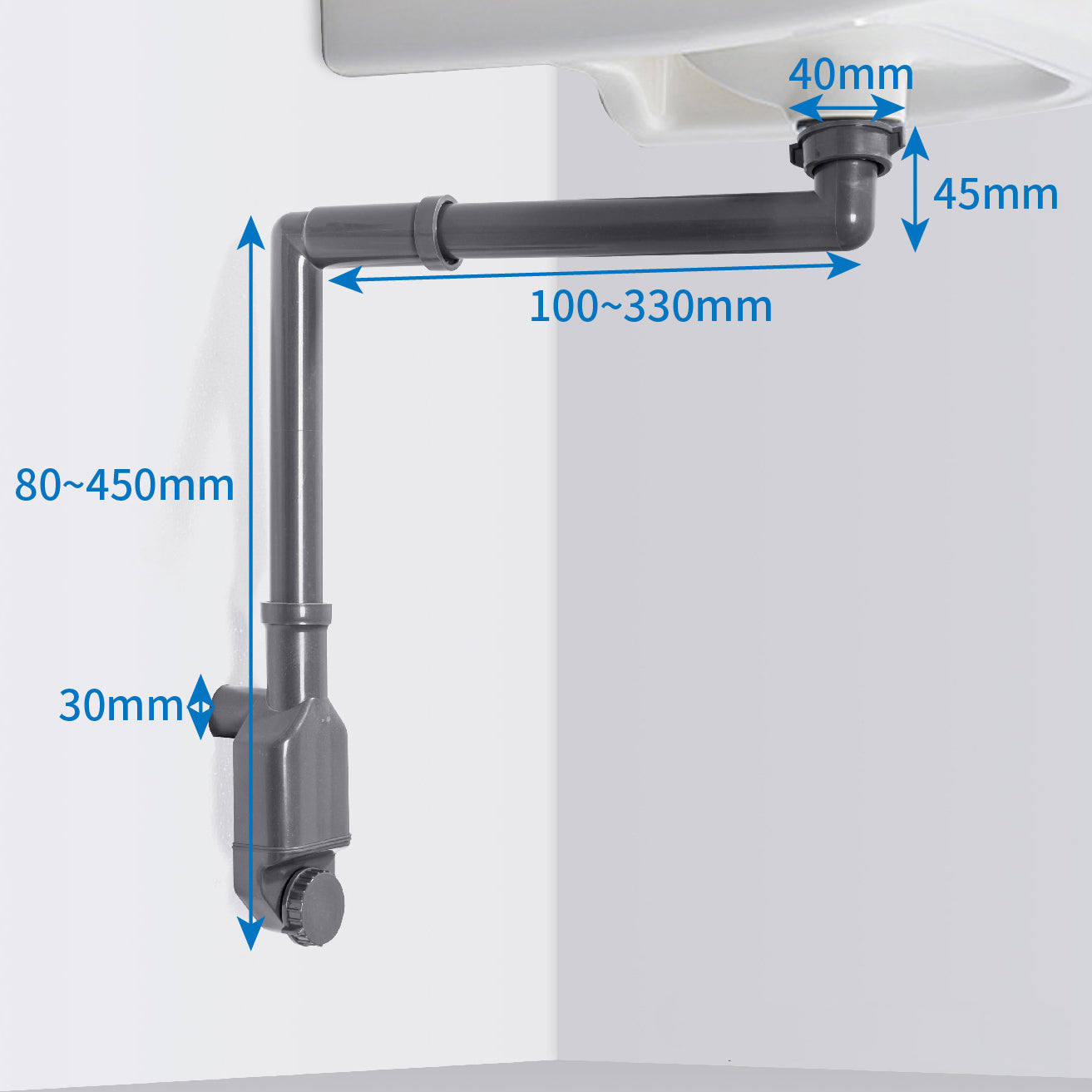 Siphon orientable pour lavabo et vasque 2050