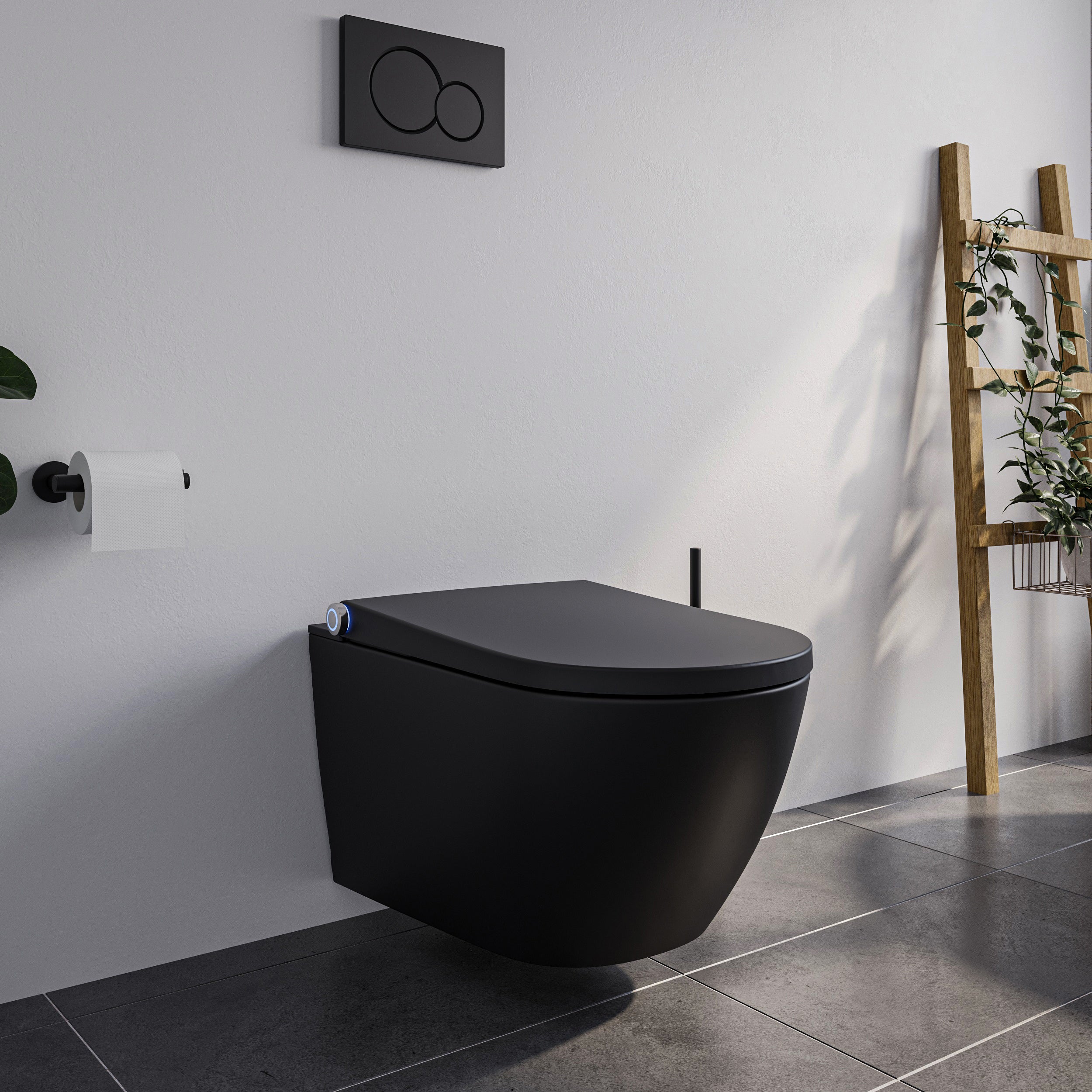 WC japonais lavant PREMIUM 1102 noir mat en céramique - Système complet