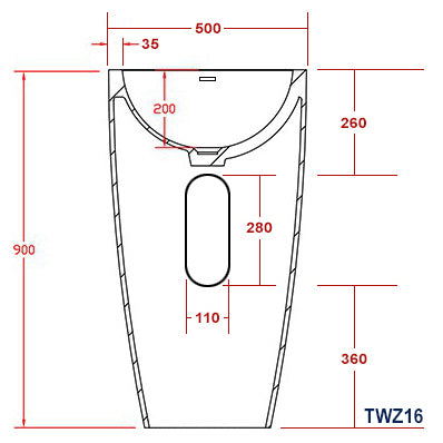 Vasque totem TWZ16 en fonte minérale - blanc - 50x50x90cm