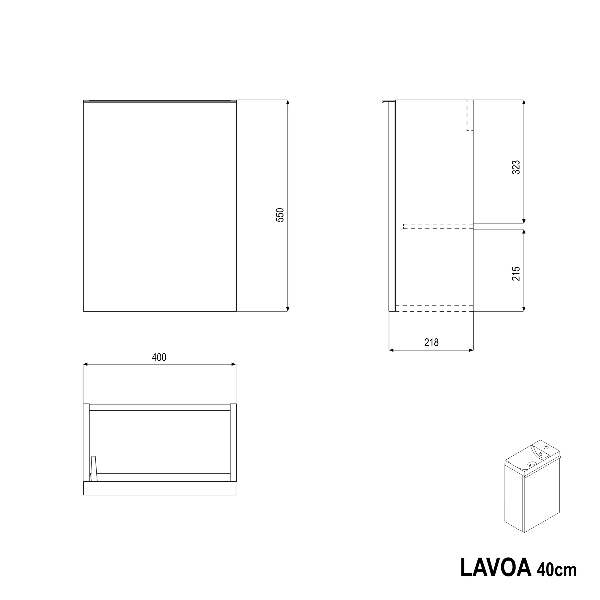 Meuble sous-lavabo LAVOA 40 cm