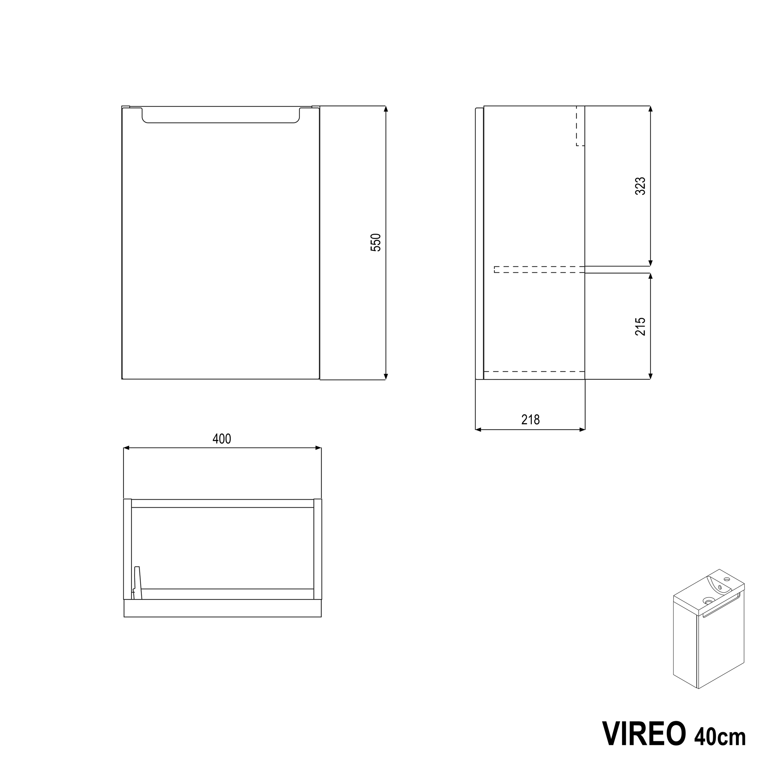 Meuble de salle de bain VIREO 40 cm avec lavabo