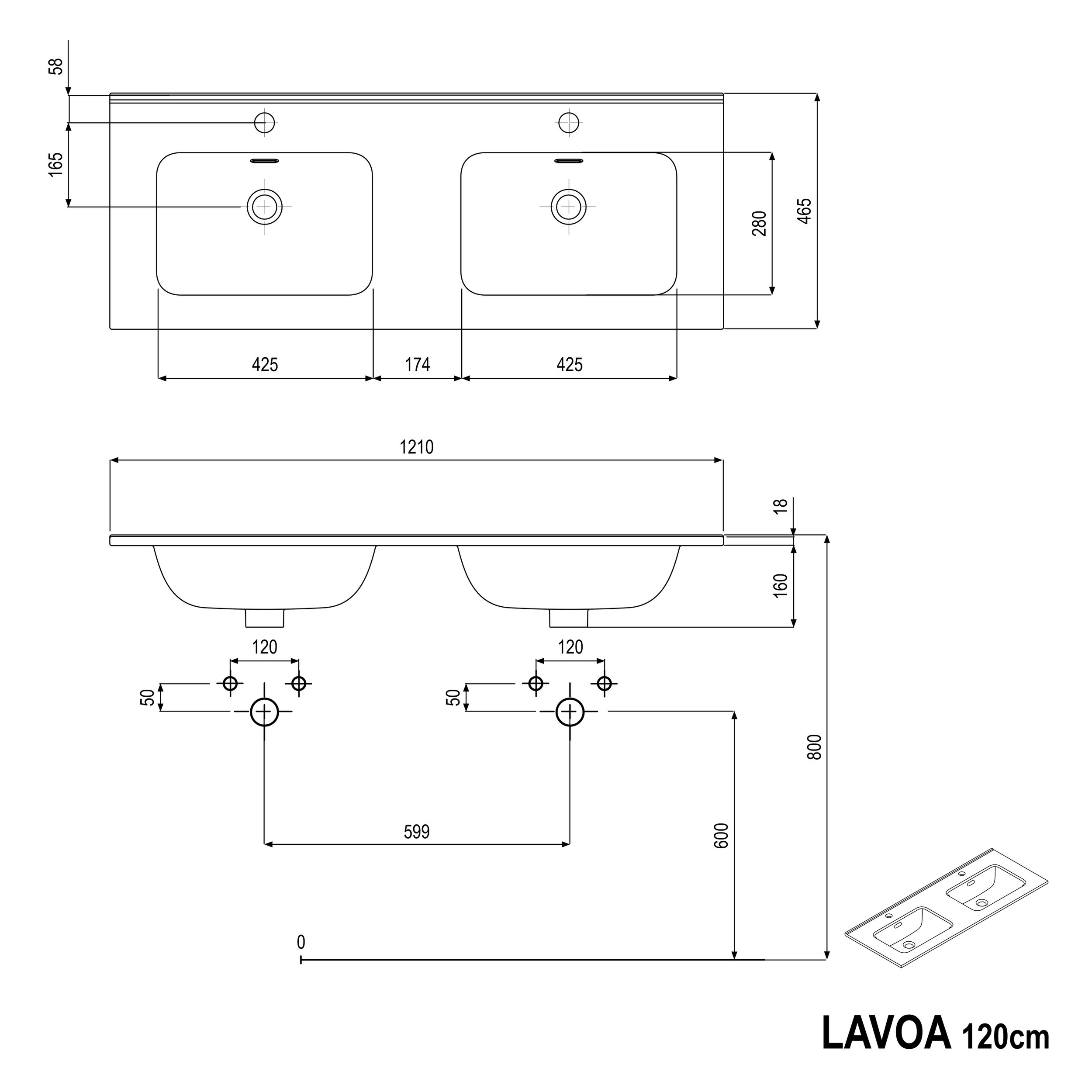 Meuble salle de bain LAVOA 120 cm