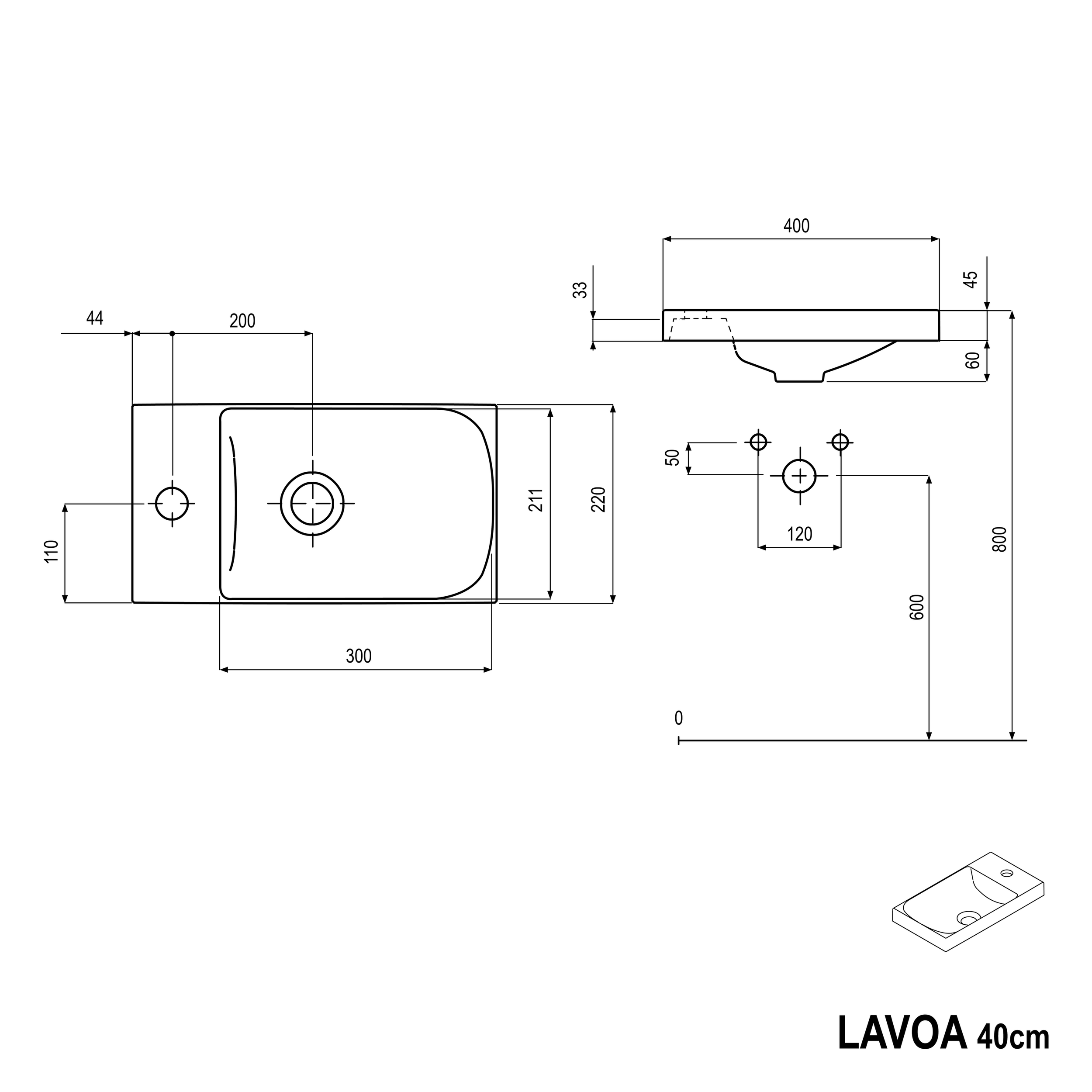 Meuble salle de bain LAVOA 40 cm