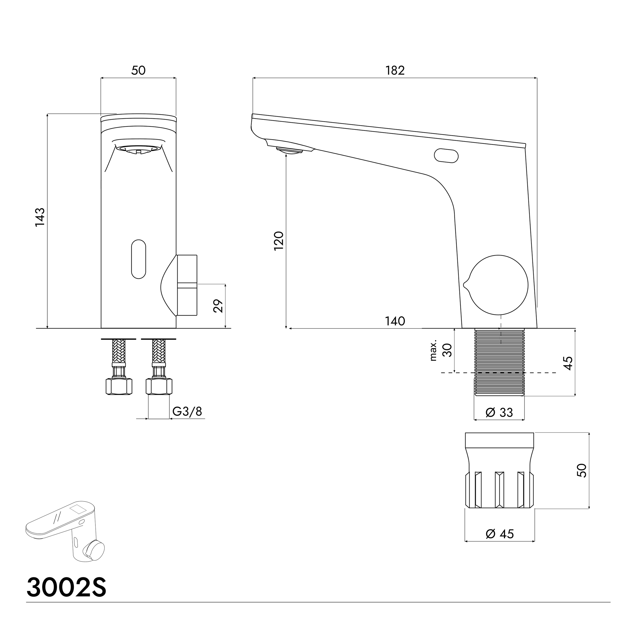 Robinetterie de lavabo à capteur 3002S