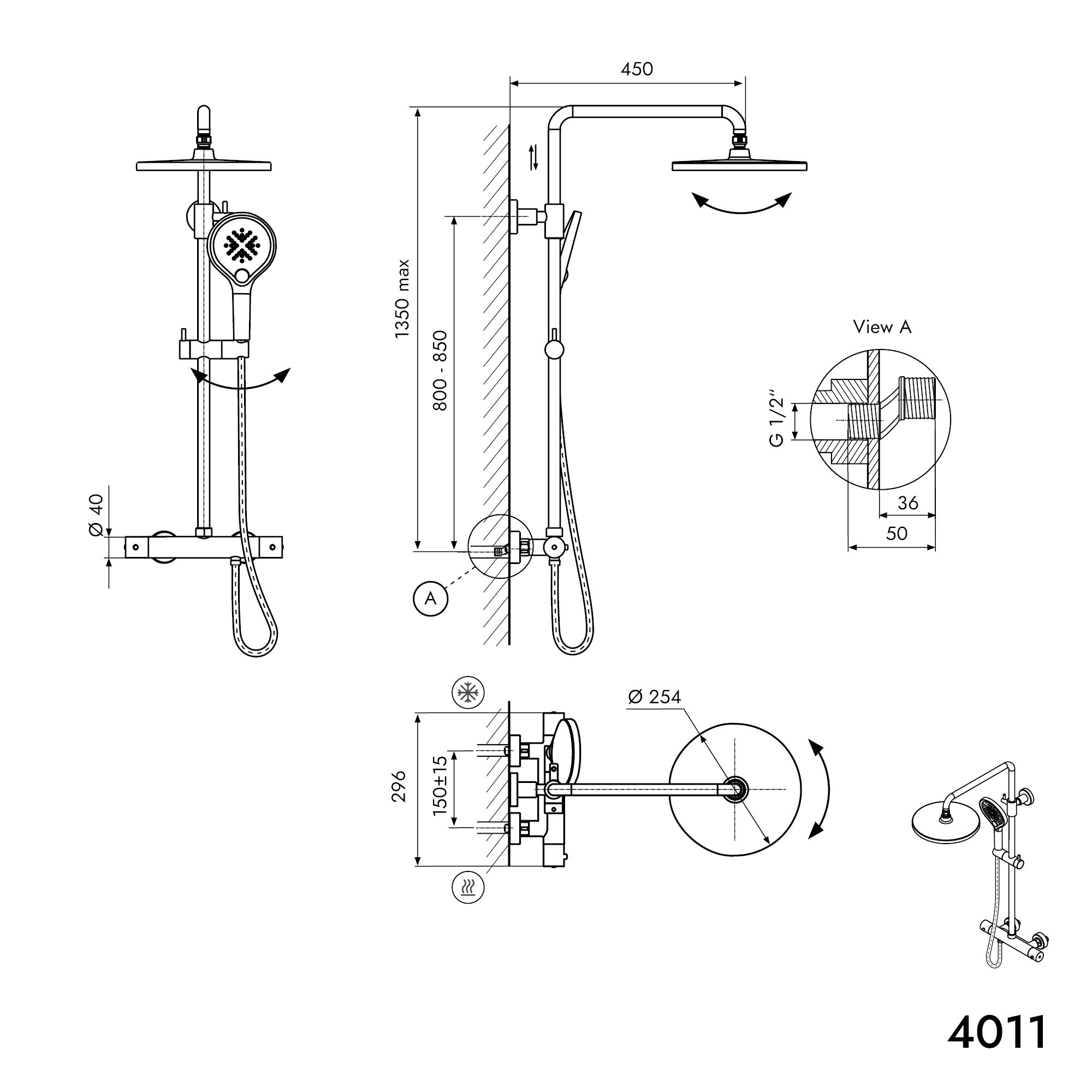 Colonne de douche thermostatique 4011 PRO