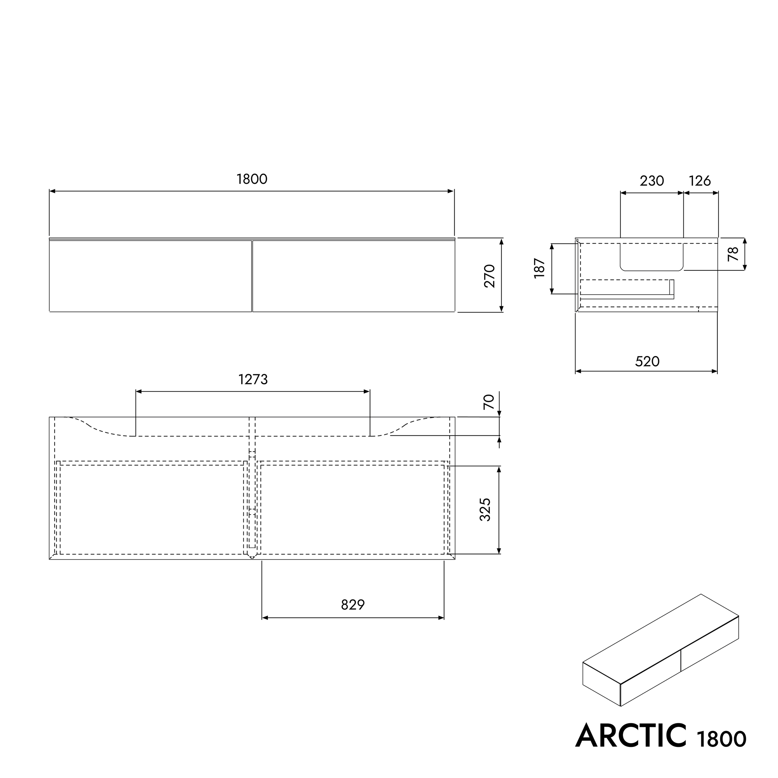 Meuble salle de bain ARCTIC 1800