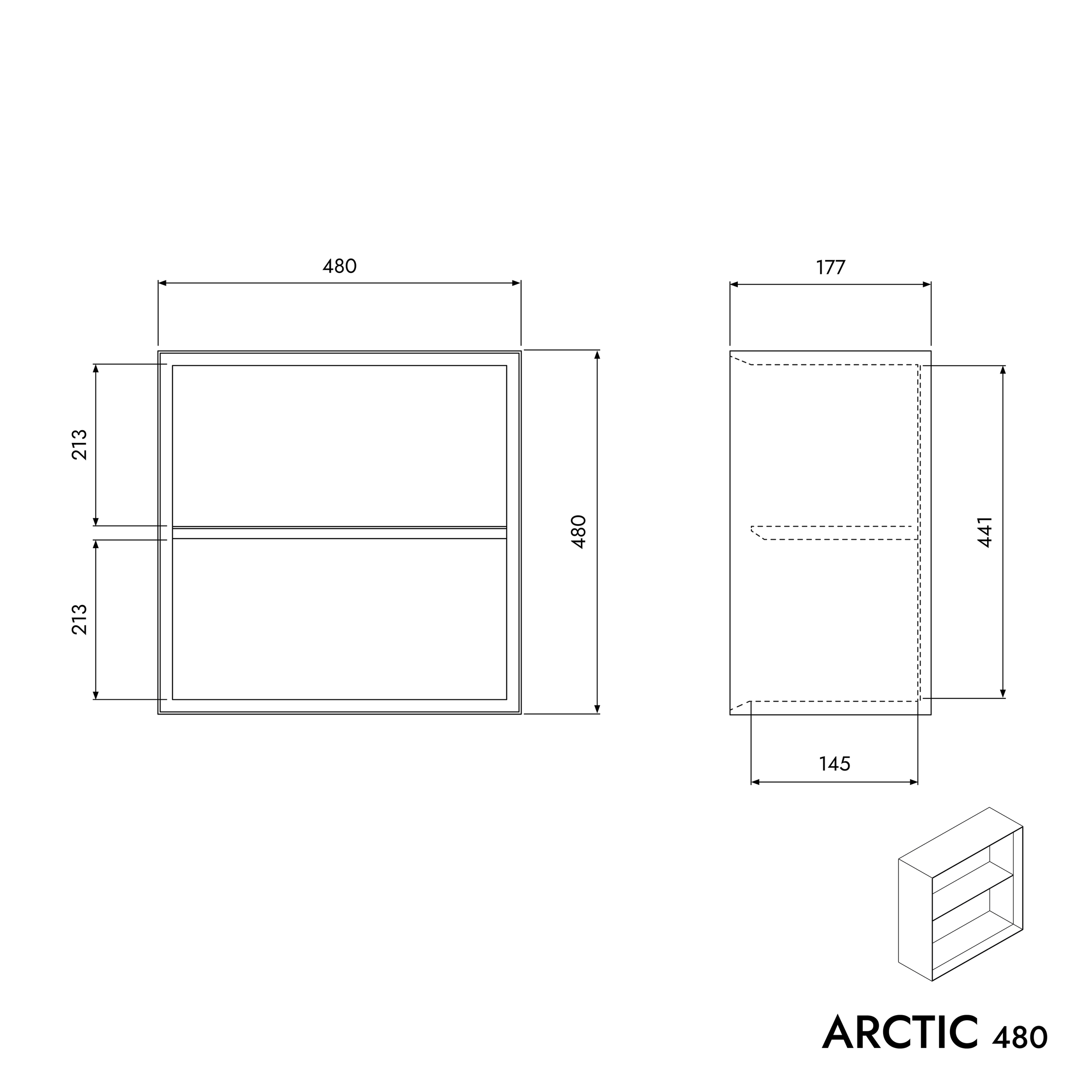 Étagère murale avec tablette ARCTIC 480 - blanc Softtouch 