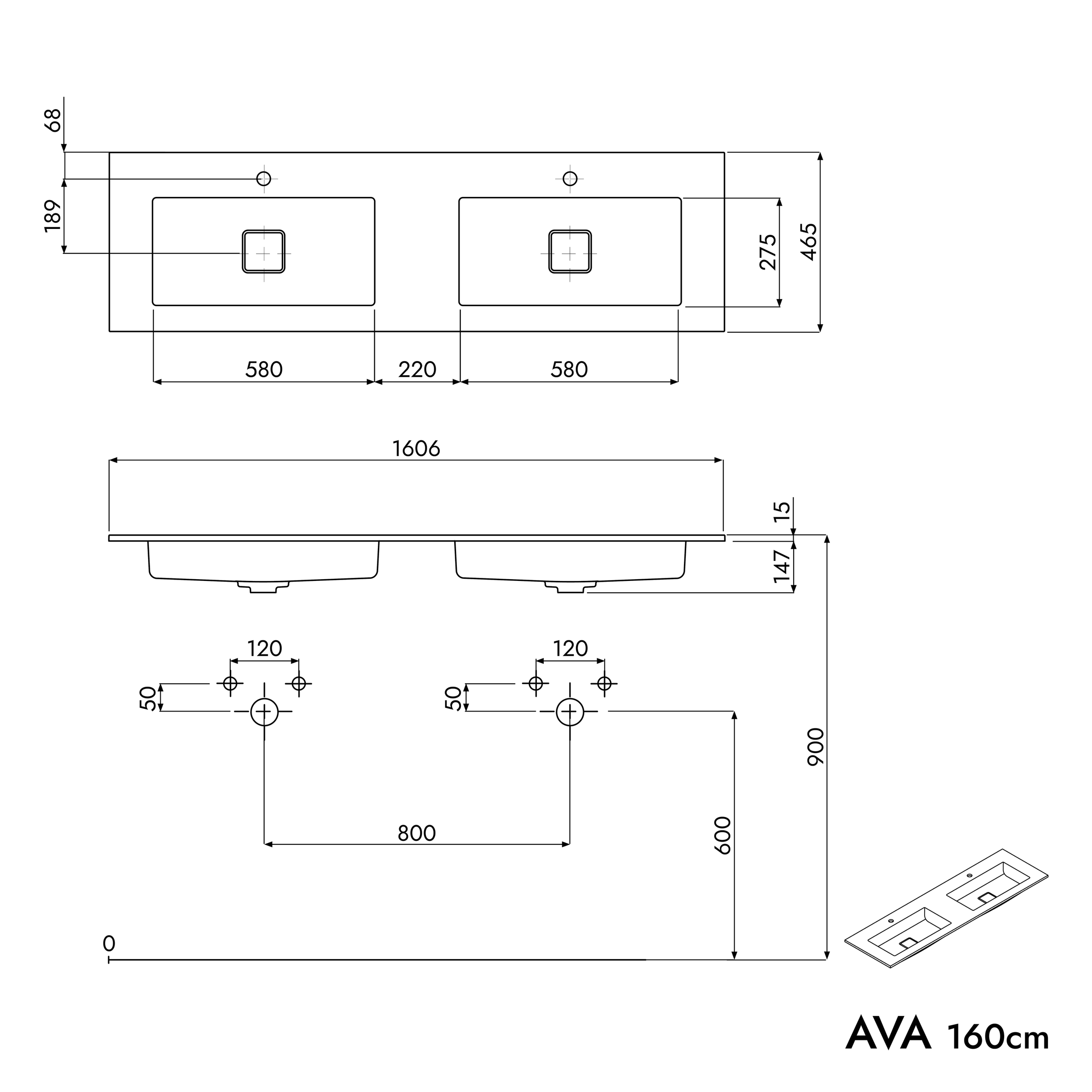 Meuble salle de bain AVA 160 cm