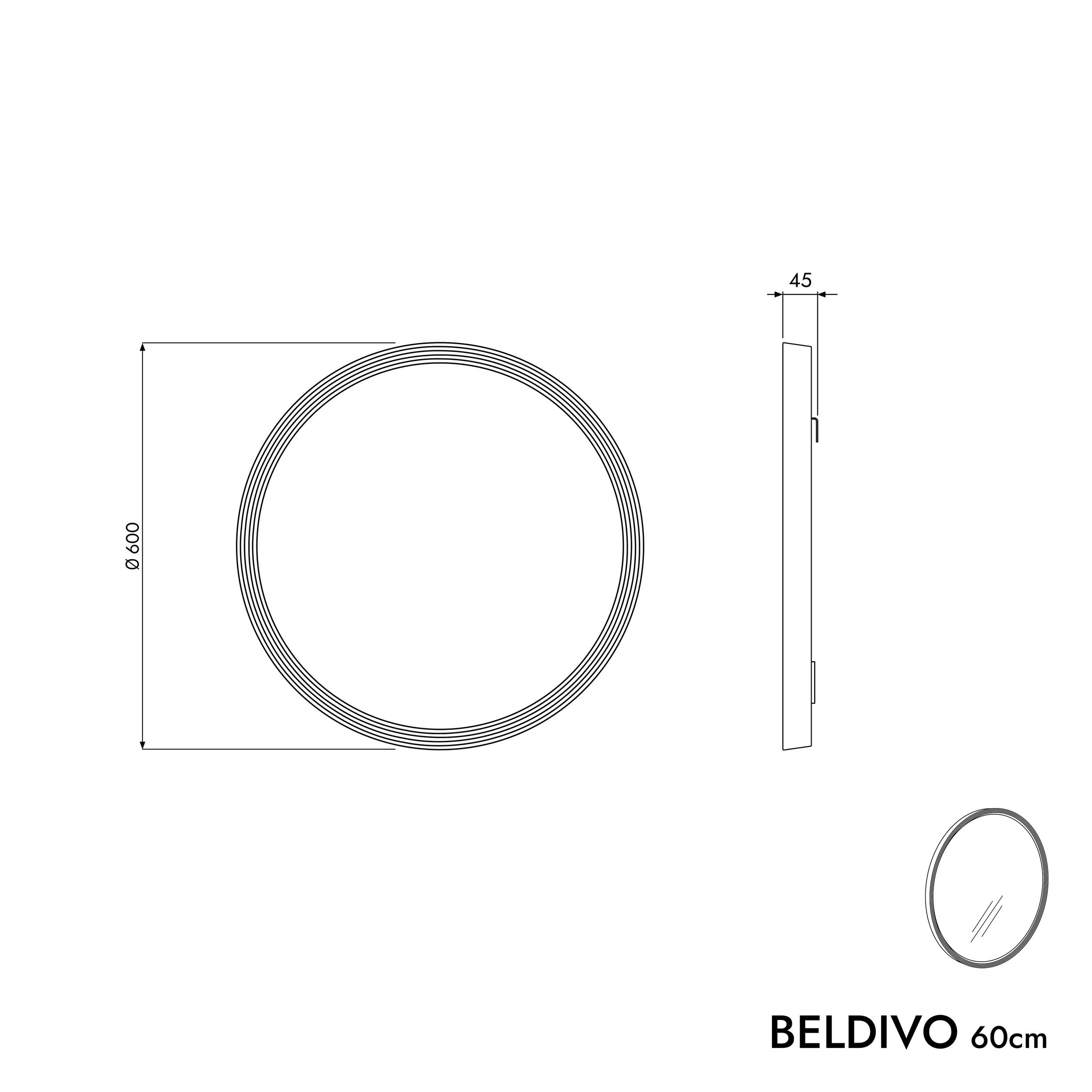 Miroir salle de bain LED BELDIVO rond - 60cm