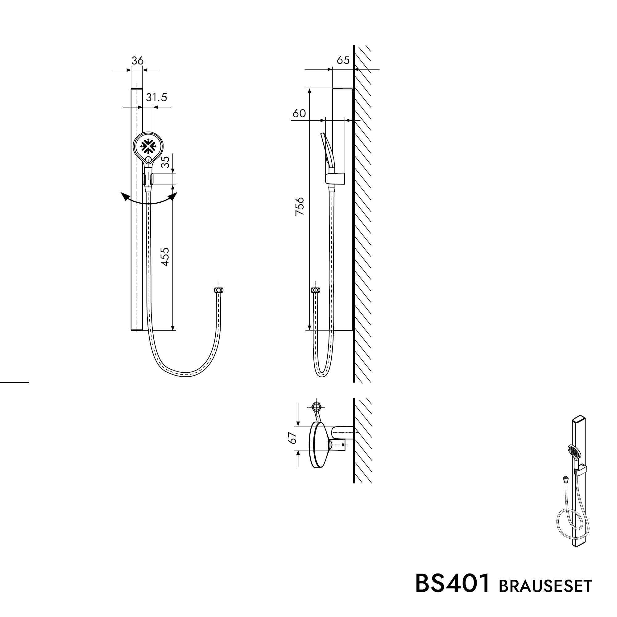 Set de douche barre de douche BS401