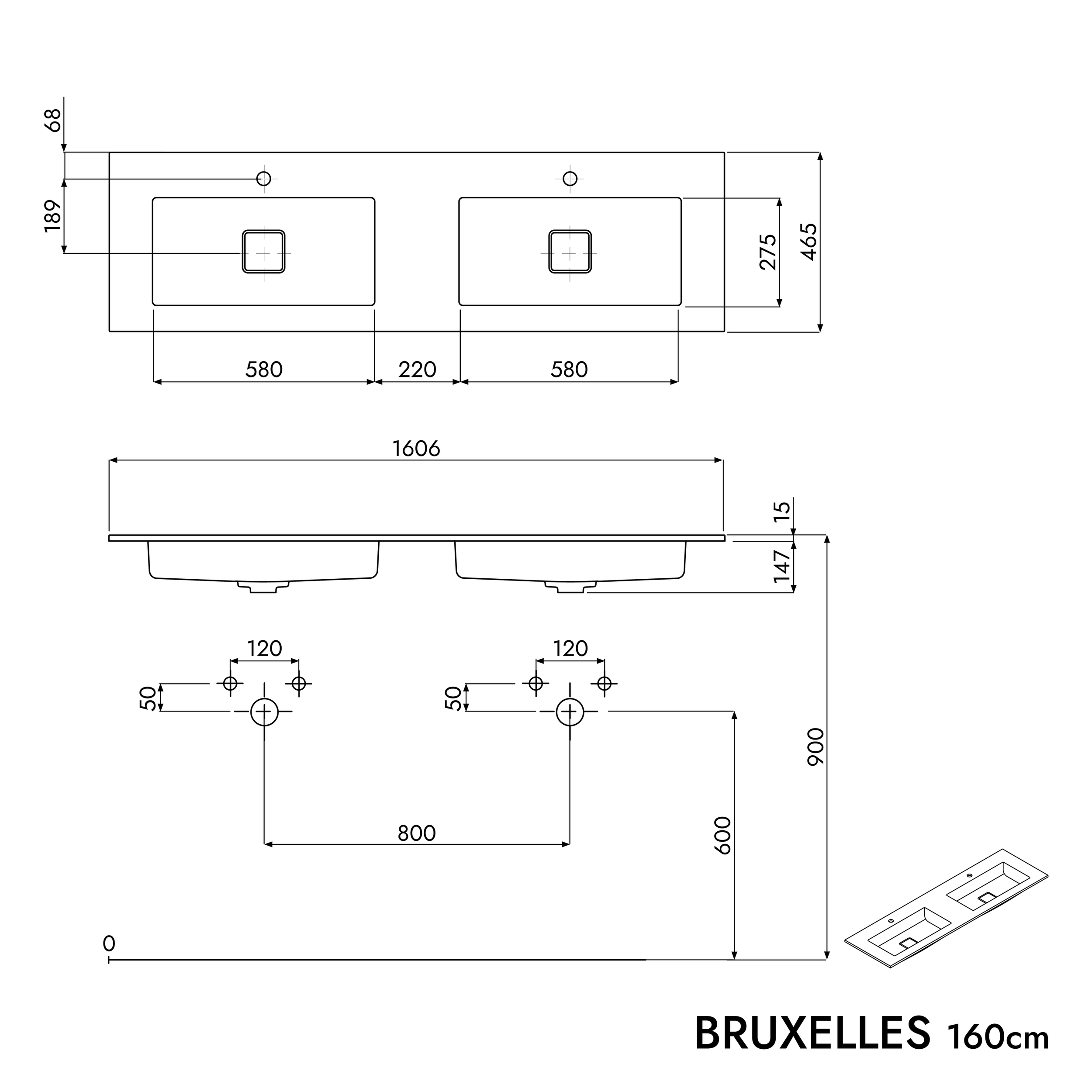 Meuble sous-lavabo VIREO 160 cm