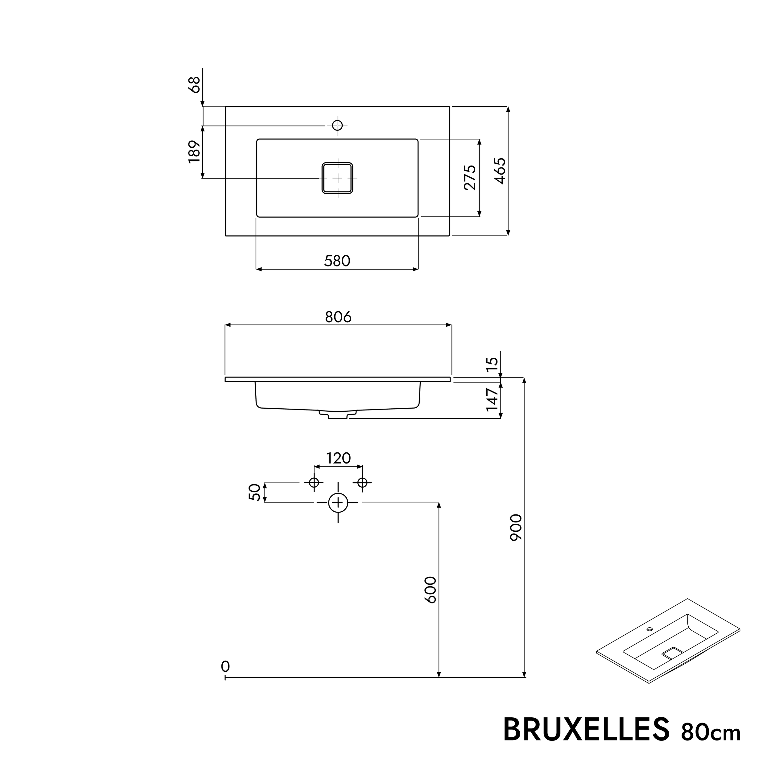 Unterschrank LAVOA 80 cm