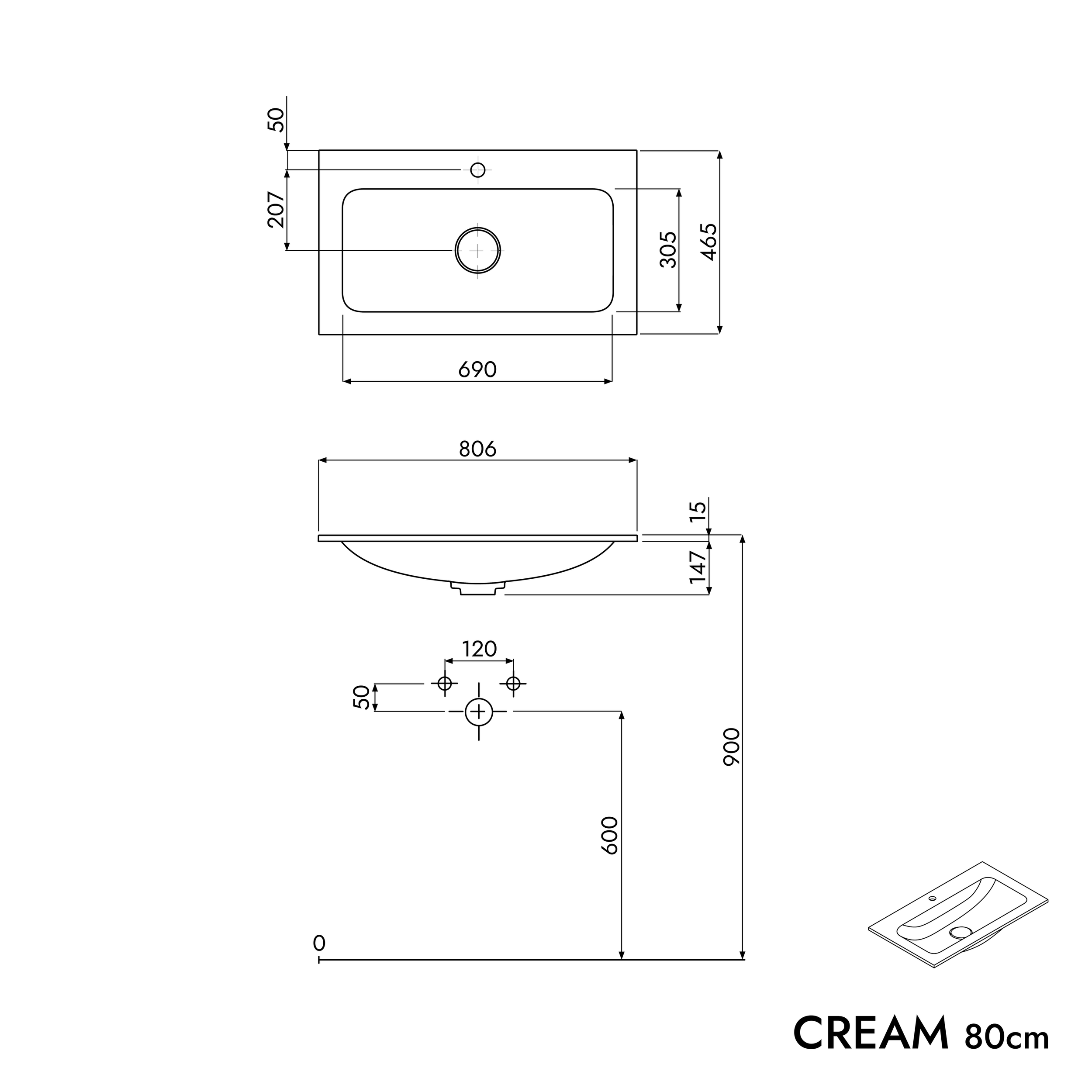 Unterschrank LAVOA 80 cm