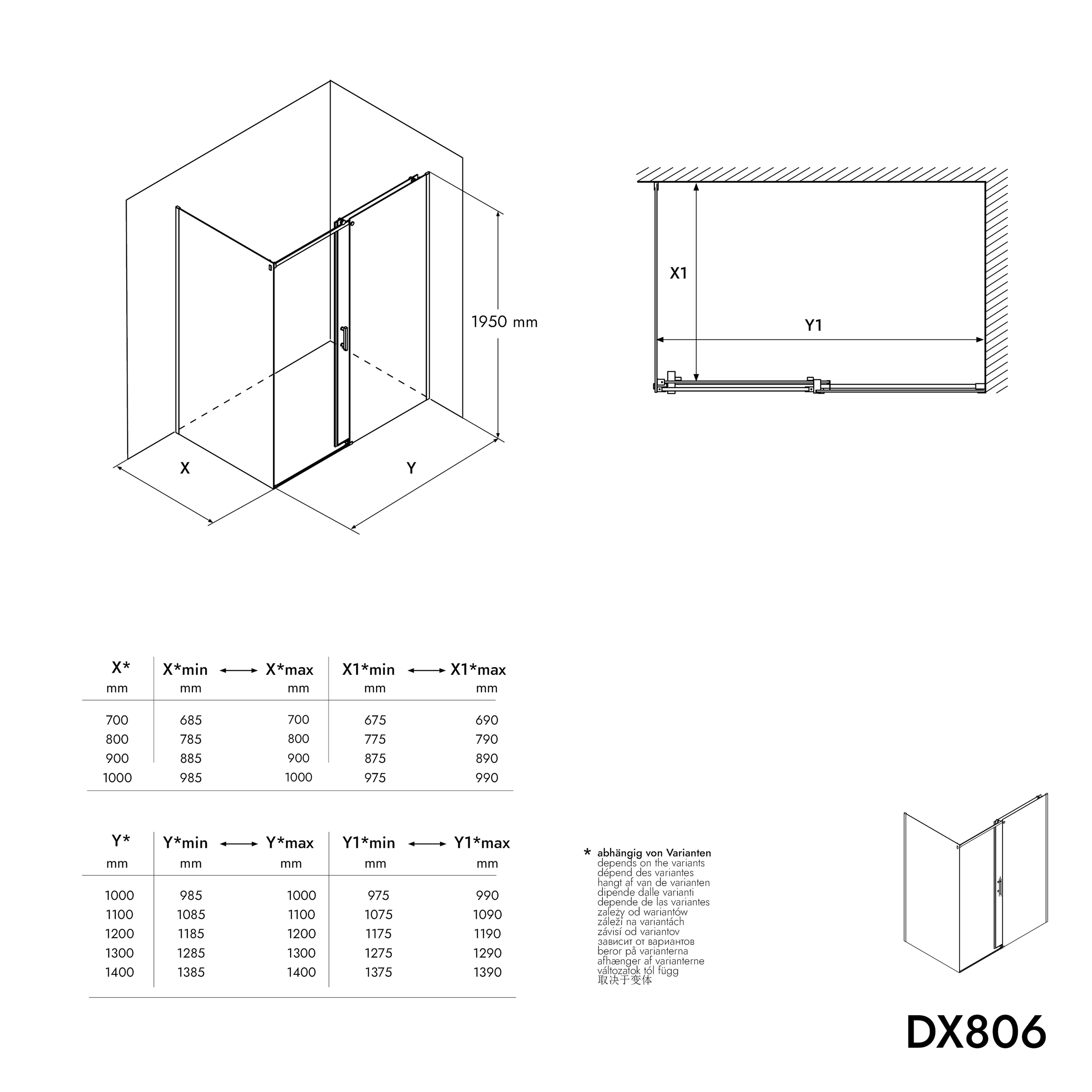 Paroi de douche DX806A FLEX