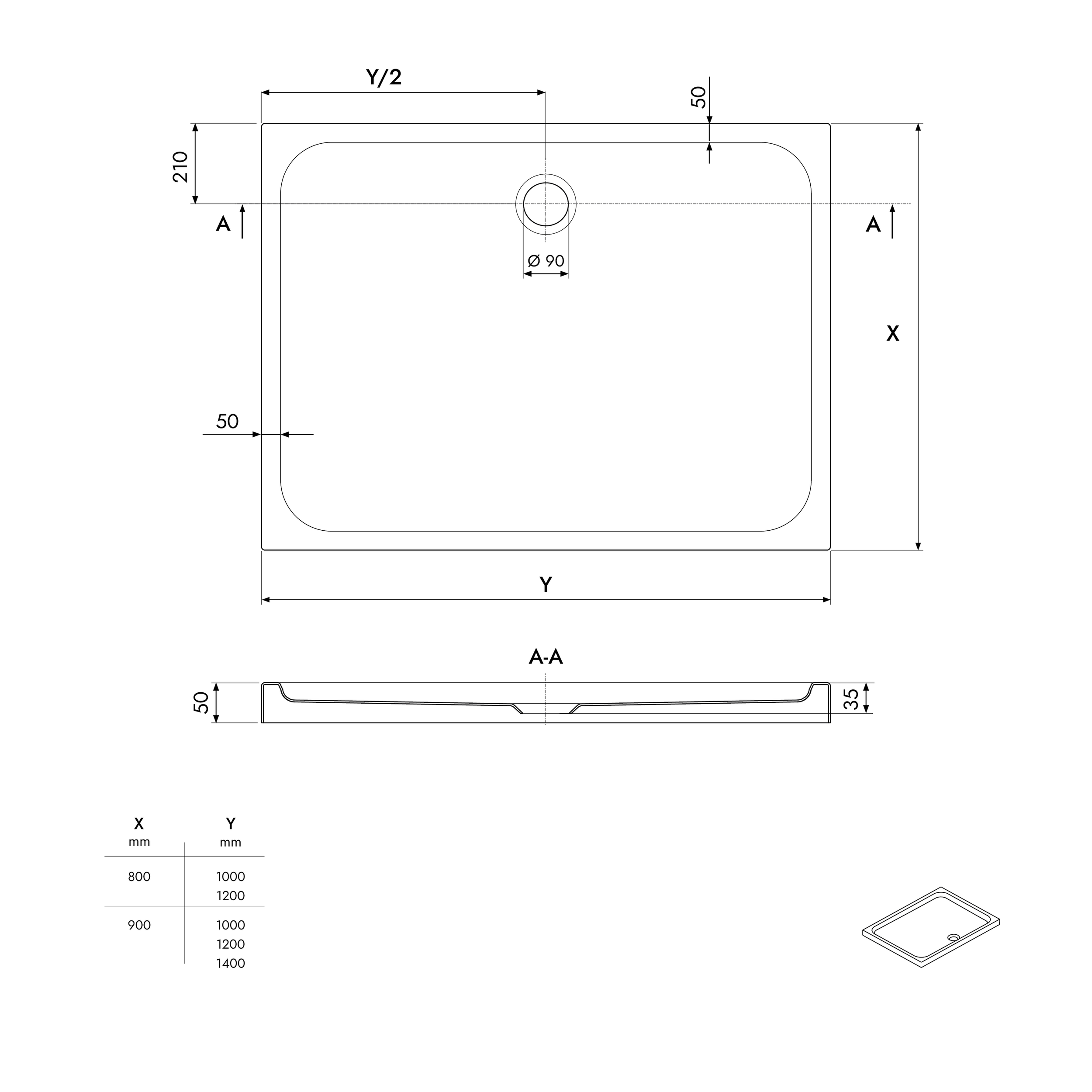 Receveur de douche Rectangulaire Acrylique