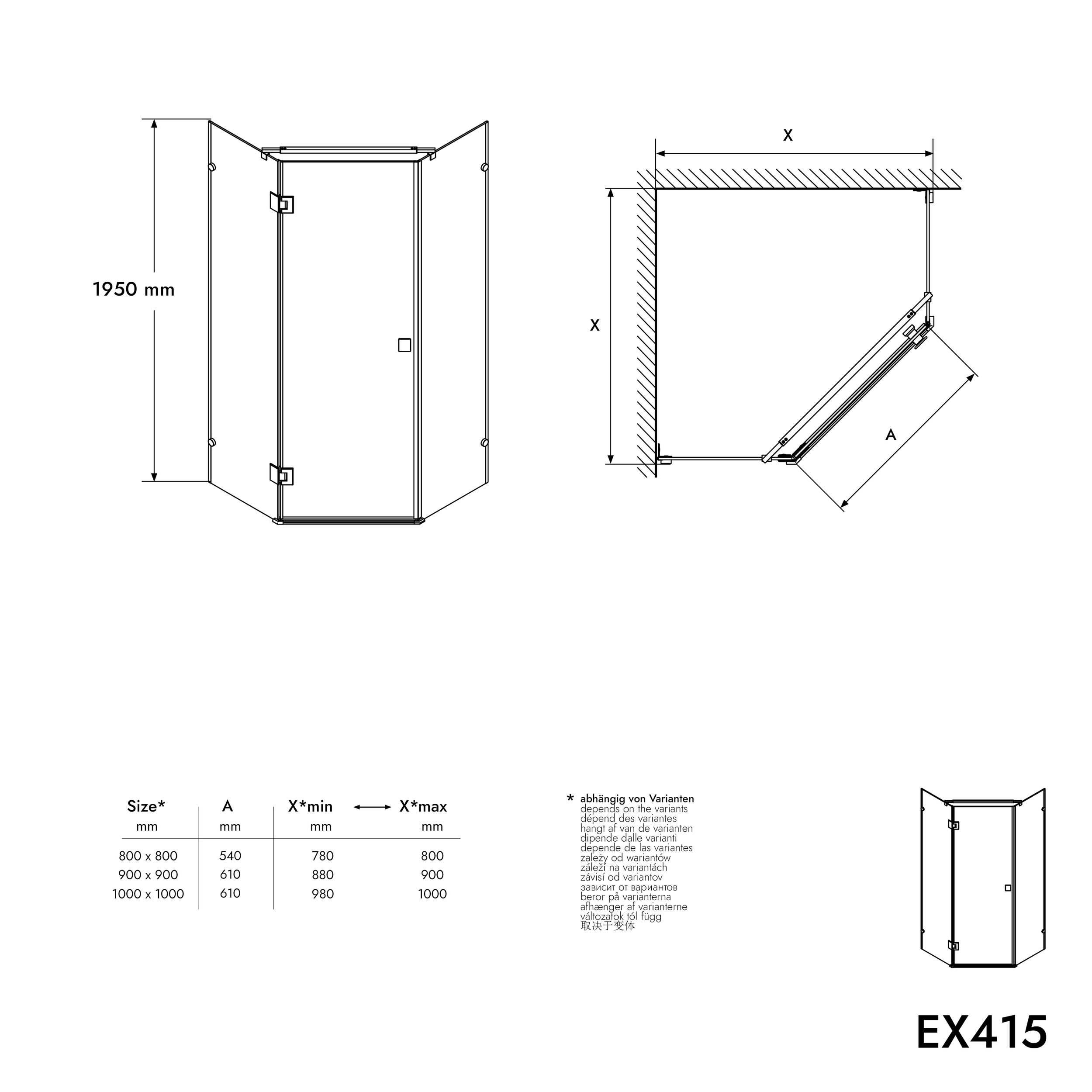 Duschkabine Fünfeckdusche EX415