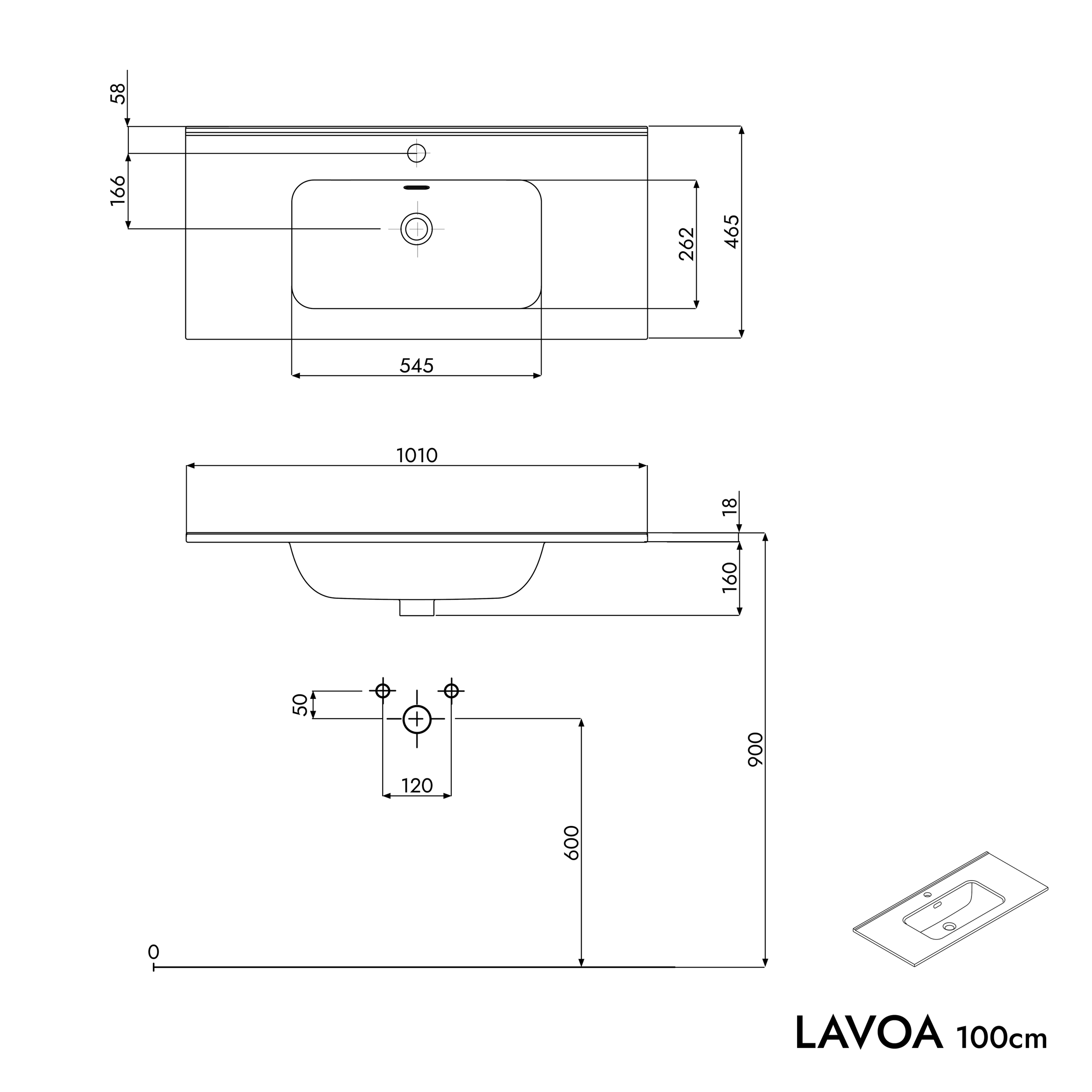 Meuble salle de bain LAVOA 100 cm 