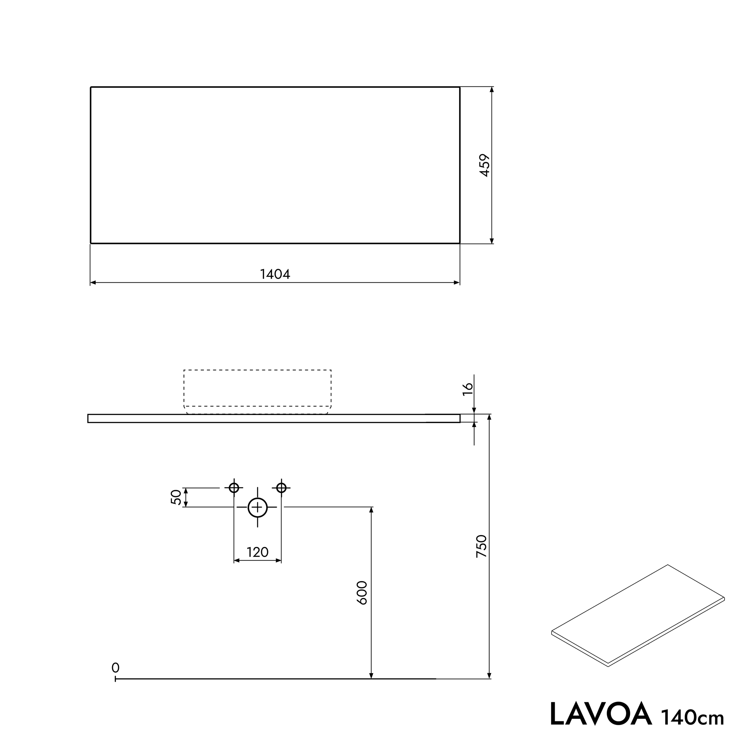 Badmöbel Unterschrank LAVOA 140 cm