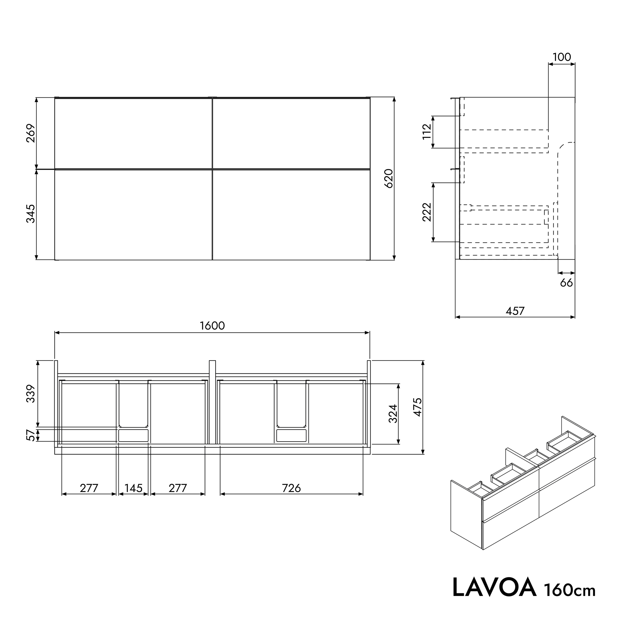 Meuble salle de bains LAVOA 160 cm