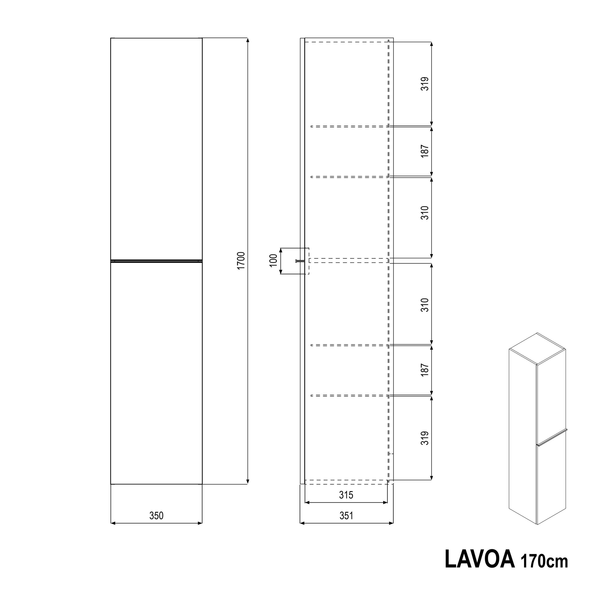 Armoire colonne LAVOA 170 cm