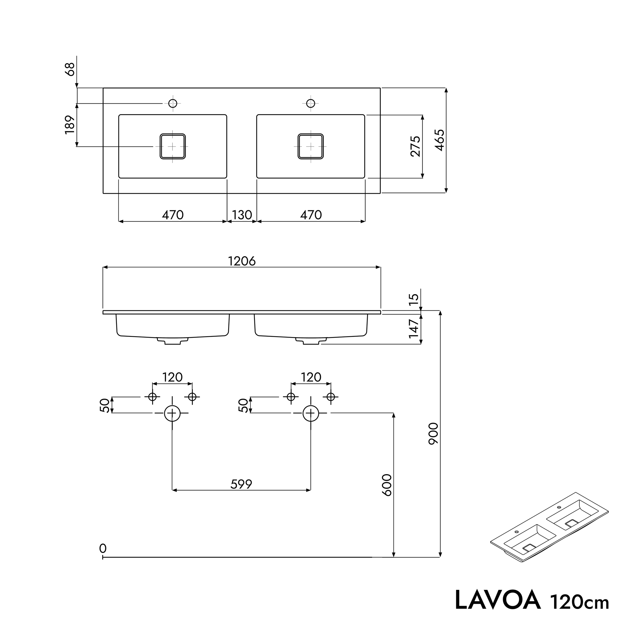 Meuble salle de bain LAVOA 120 cm