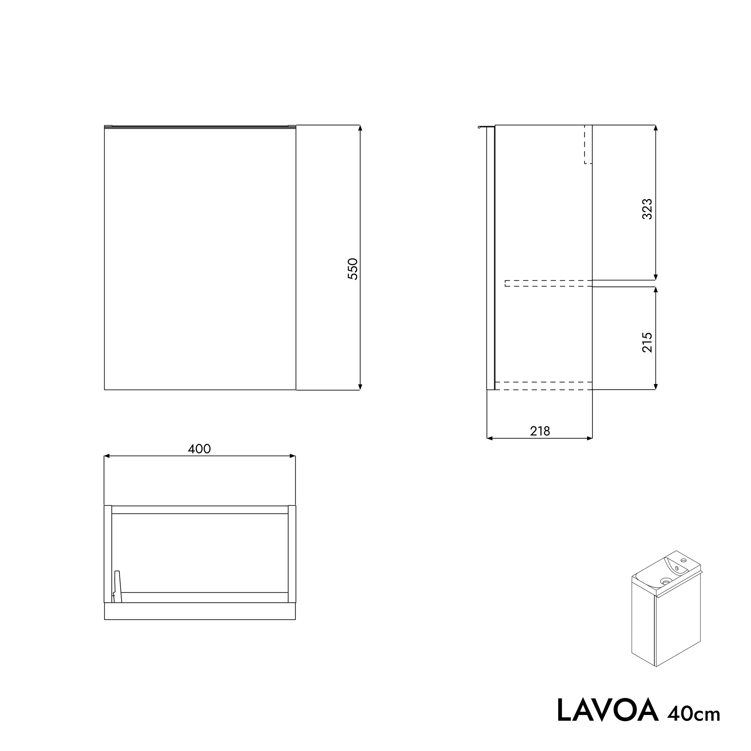 Meuble sous-lavabo LAVOA 40 cm