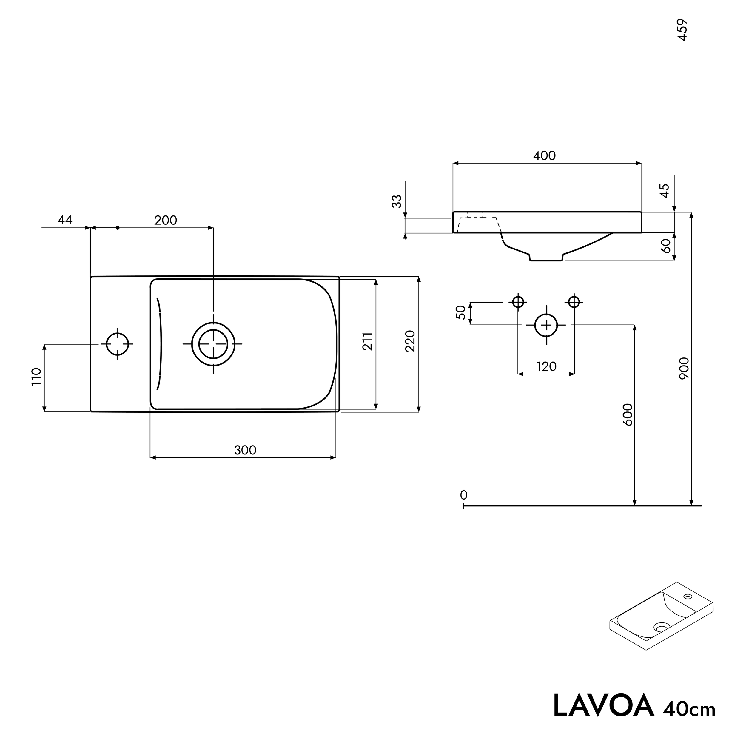 Meuble sous-lavabo LAVOA 40 cm
