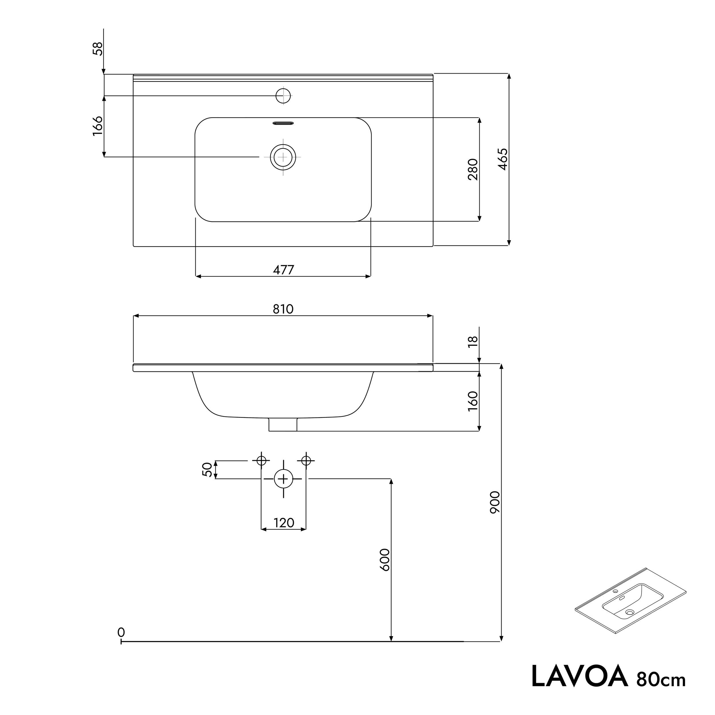 Meuble salle de bain LAVOA 80 cm