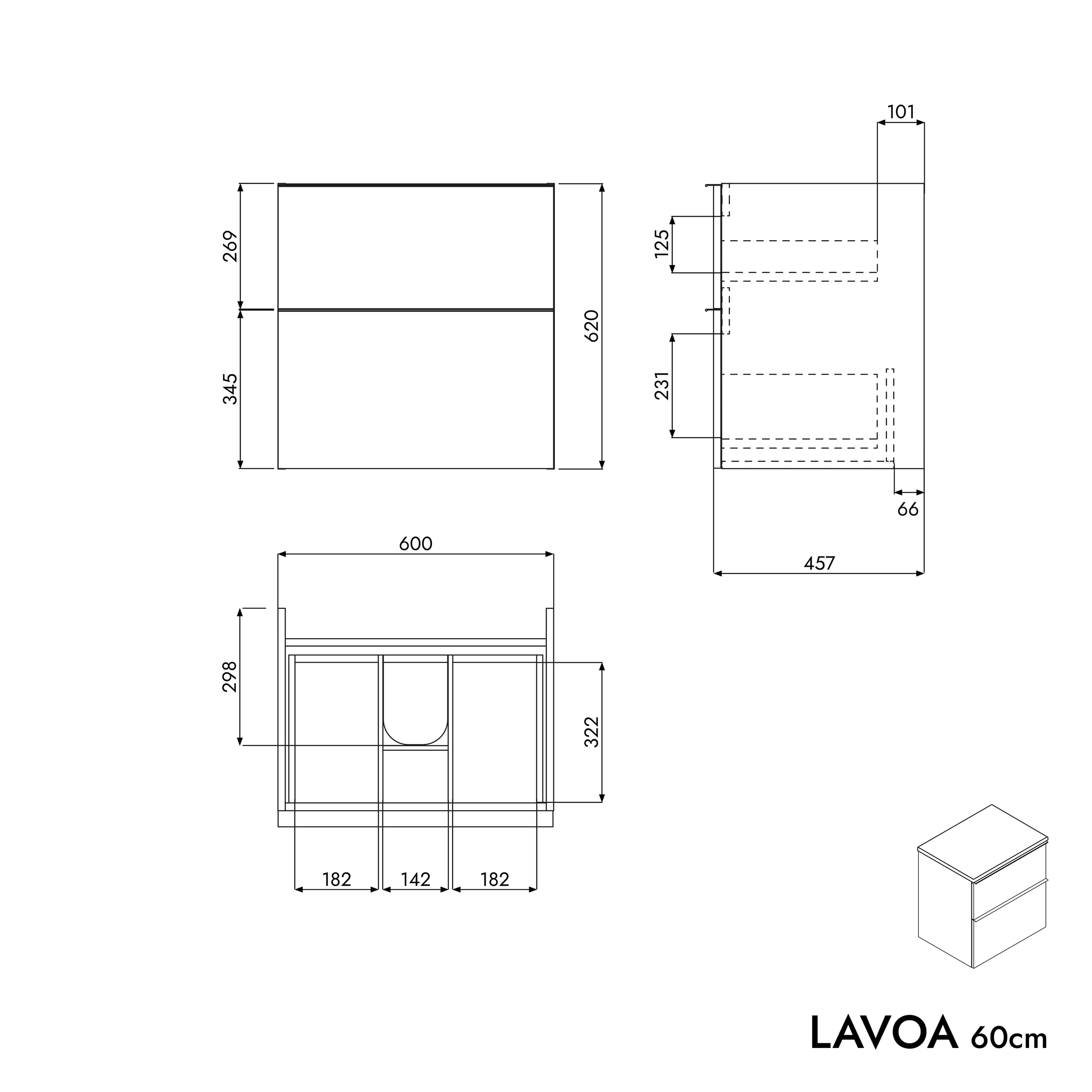 Meuble salle de bain LAVOA 60 cm