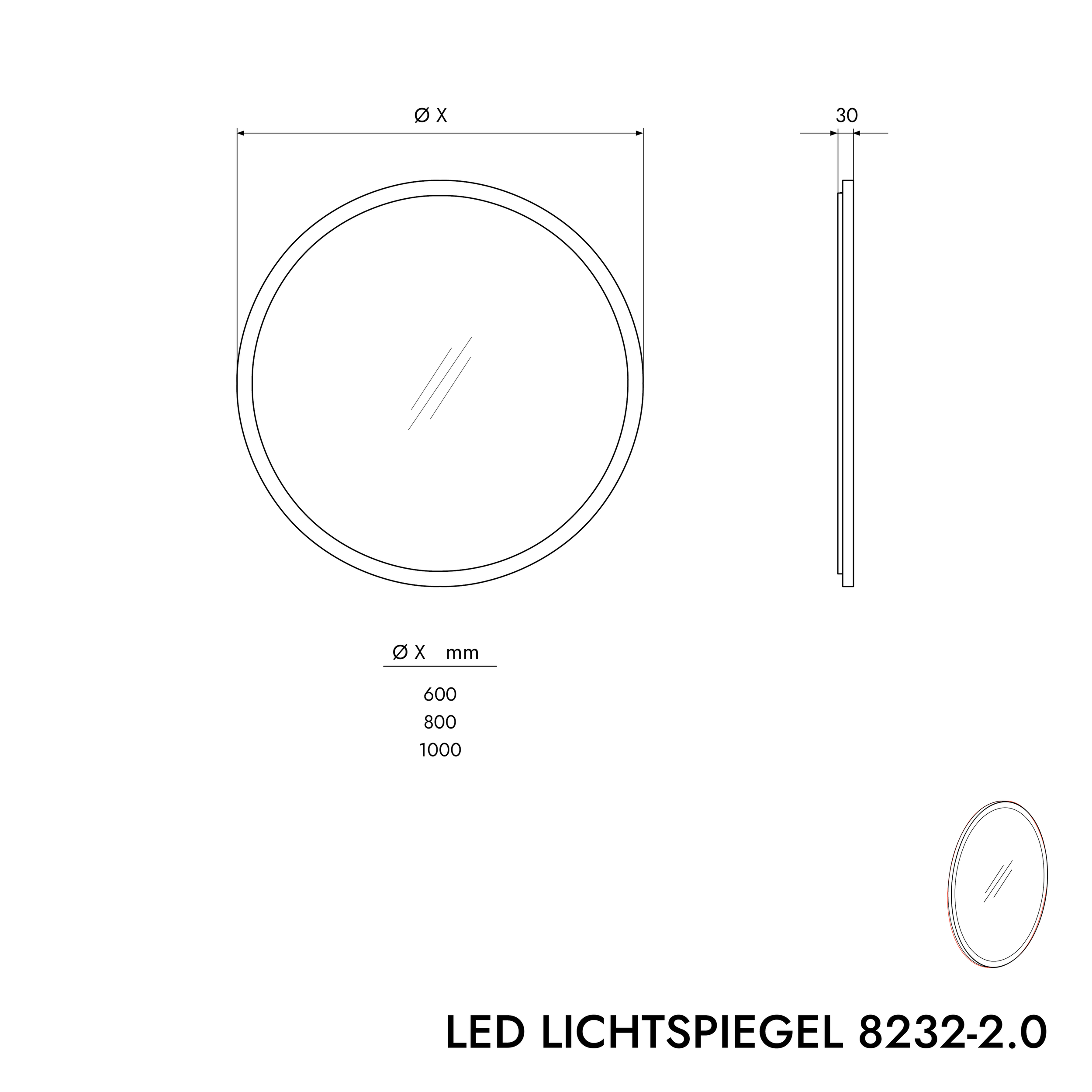 Miroir lumineux LED 8232-2.0 Rond