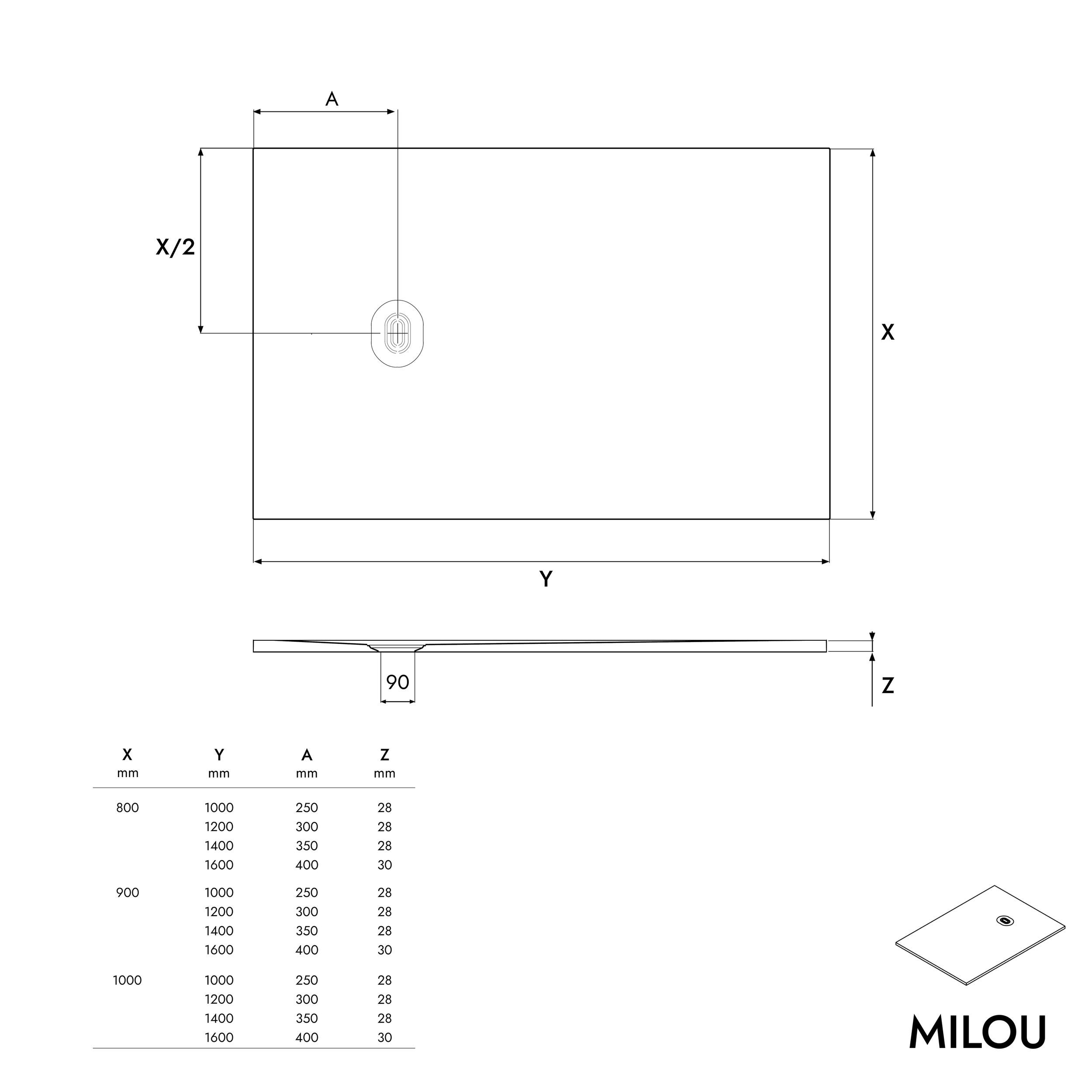 Receveur de douche MILOU plat