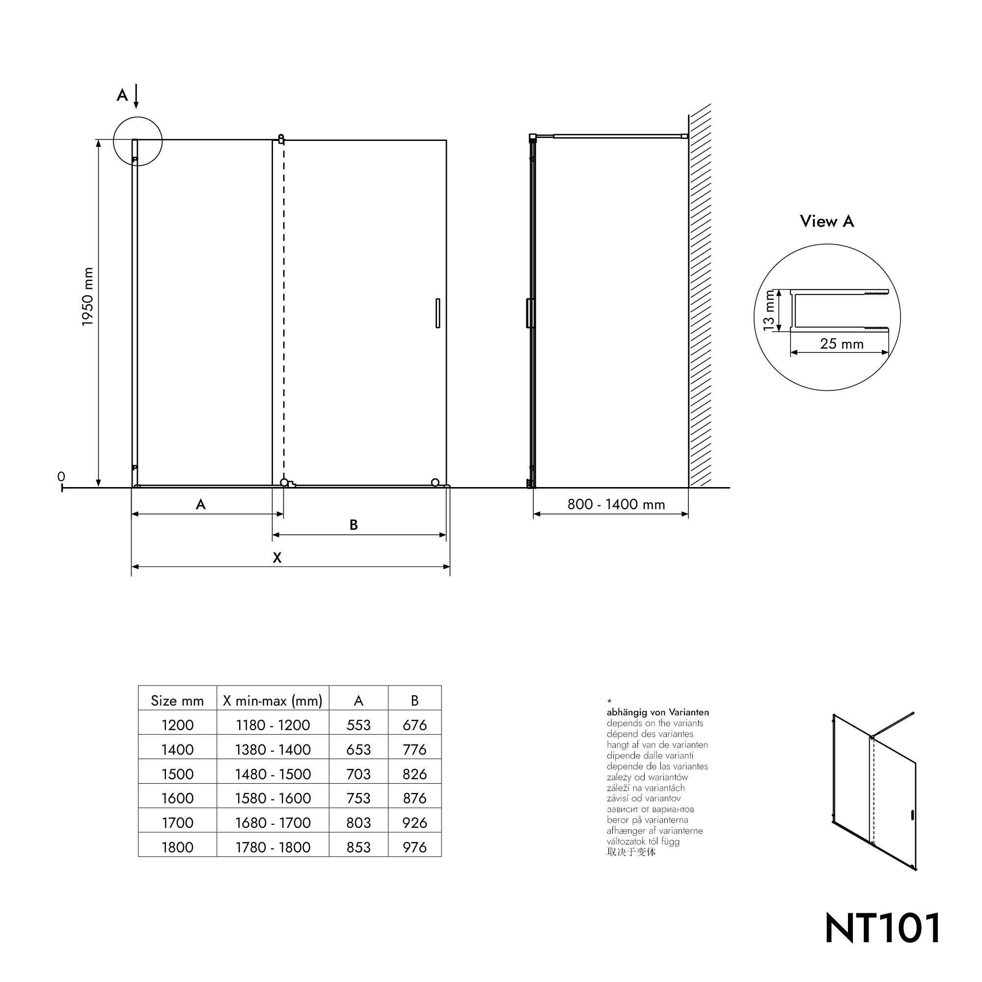 Duschabtrennung Walk-In Nano NT101