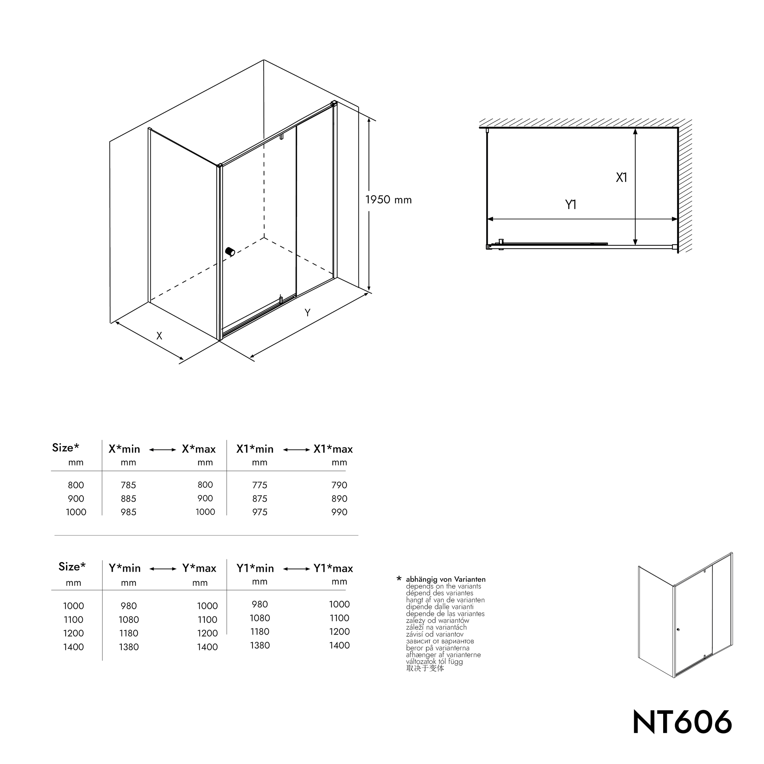 Paroi de douche accès d'angle NT606 - FLEX