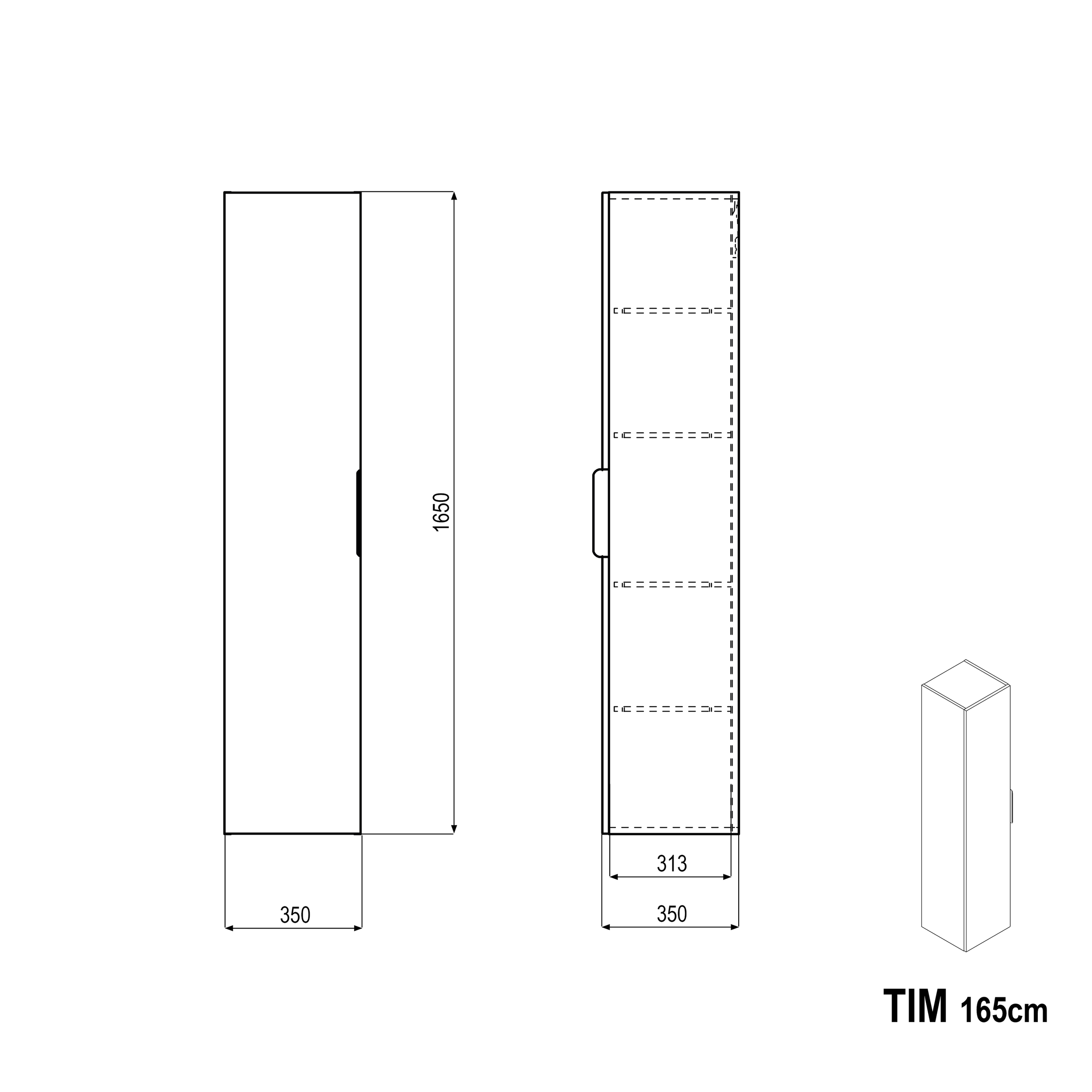 Armoire haute TIM 165 cm