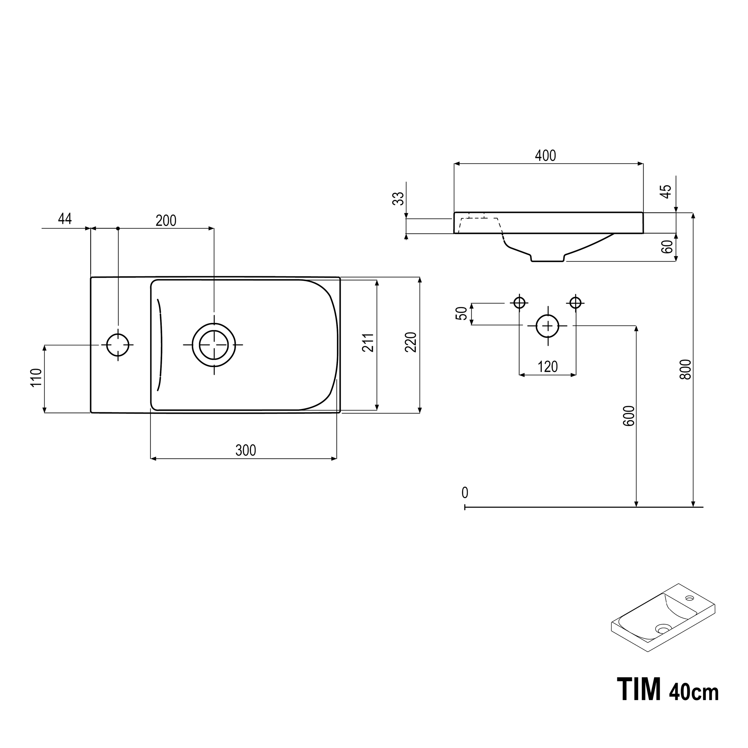 Meuble salle de bain TIM 40 cm