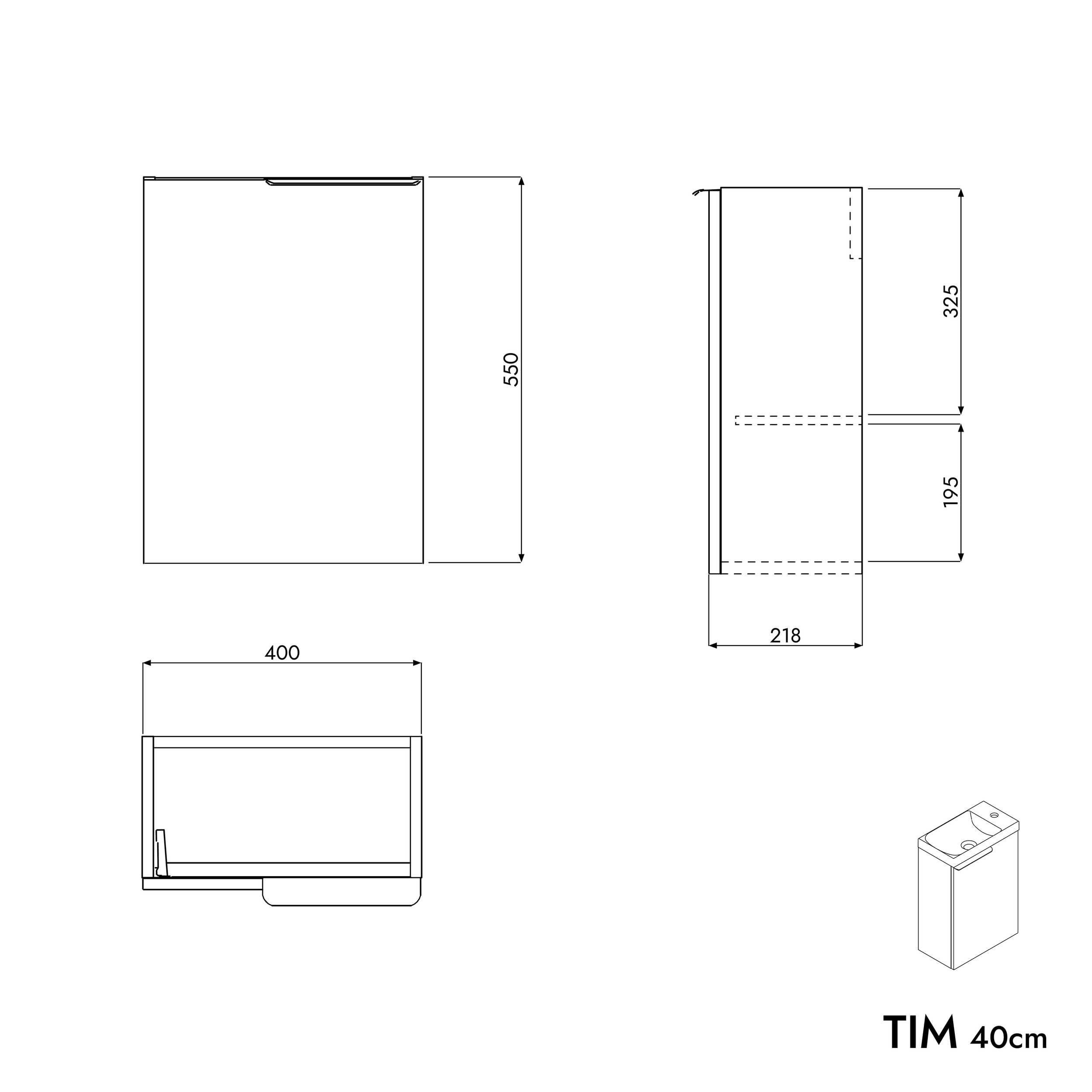 Waschtischunterschrank TIM 40 cm