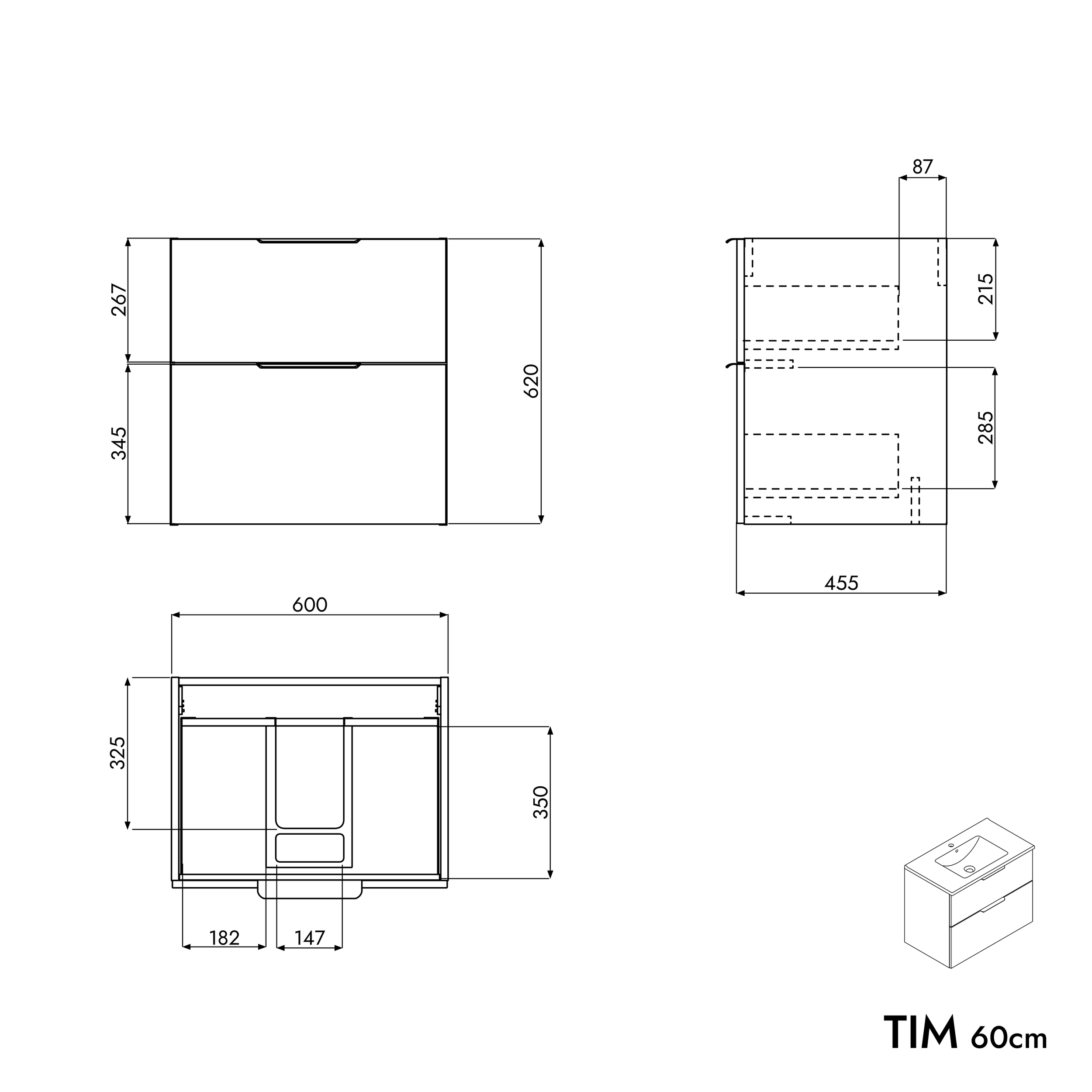 Meuble salle de bain TIM 60 cm